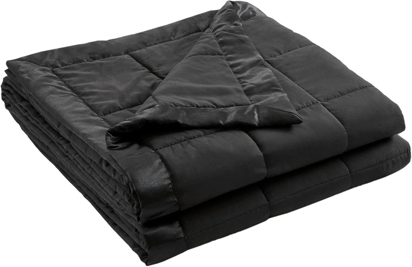 Madison Park Twin Size Blanket Ultra-Soft Microfiber Blanket Twin Size, Box Quilting with Satin Binding, All Season & Lightweight Twin Summer Blanket for Bed, Couch & Sofa, Twin, Black