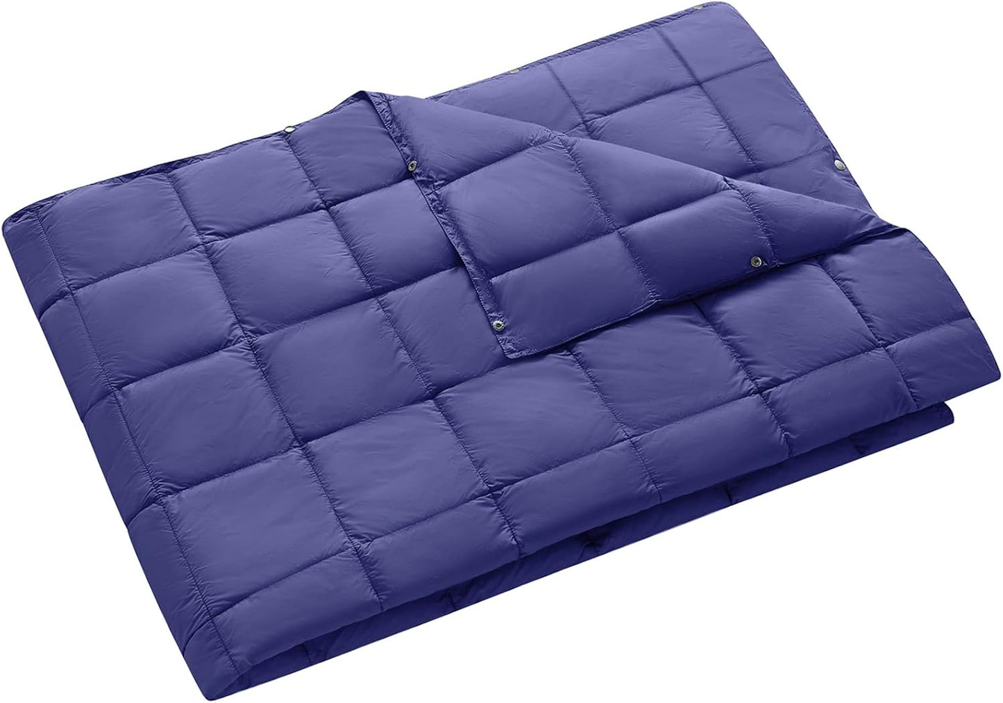KingCamp Ultralight Camping Blanket, Packable Down Alternative Puffy Printed Wearable Blanket with Snap Buttons & Corner Loops Weatherproof Quilt for Outdoor Travel Stadium (79"L x 57”W, CYAN)