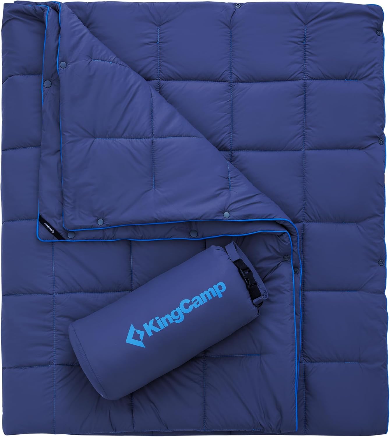 KingCamp Ultralight Camping Blanket, Packable Down Alternative Puffy Wearable Blankets Weatherproof Warm Package Quilt with Snap Buttons for Outdoor Hiking Travel Picnic Stadium (69" x 53", Charcoal)