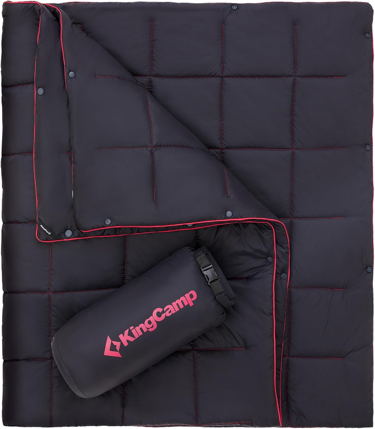 KingCamp Ultralight Camping Blanket, Packable Down Alternative Puffy Wearable Blankets Weatherproof Warm Package Quilt with Snap Buttons for Outdoor Hiking Travel Picnic Stadium (69" x 53", Charcoal)