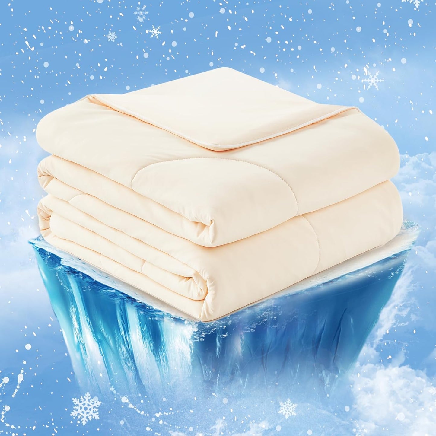 Cozy Bliss Cooling Comforter Queen Size, Cooling Blankets for Hot Sleepers and Night Sweats, Blue Summer Comforter for Queen Size Bed, Breathable Soft Lightweight Silk Smooth