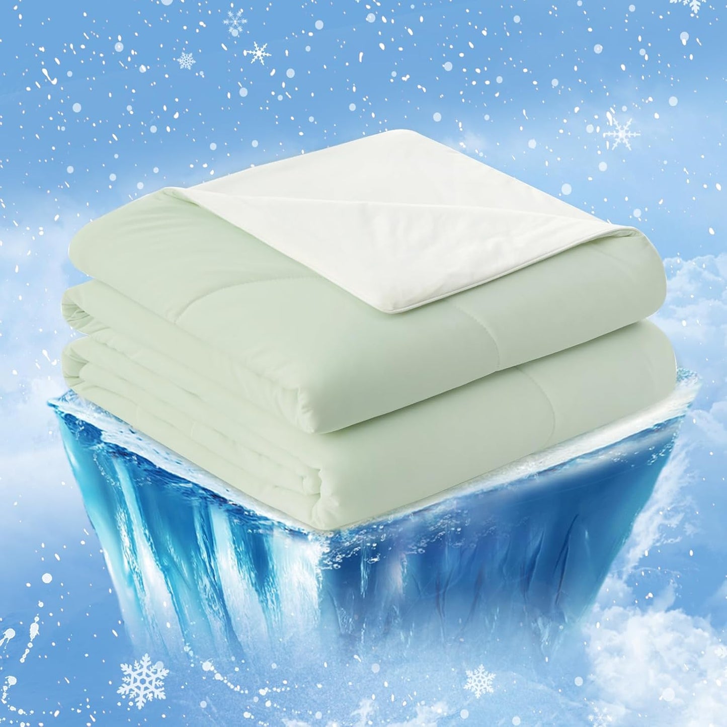 Cozy Bliss Cooling Comforter Queen Size, Cooling Blankets for Hot Sleepers and Night Sweats, Blue Summer Comforter for Queen Size Bed, Breathable Soft Lightweight Silk Smooth