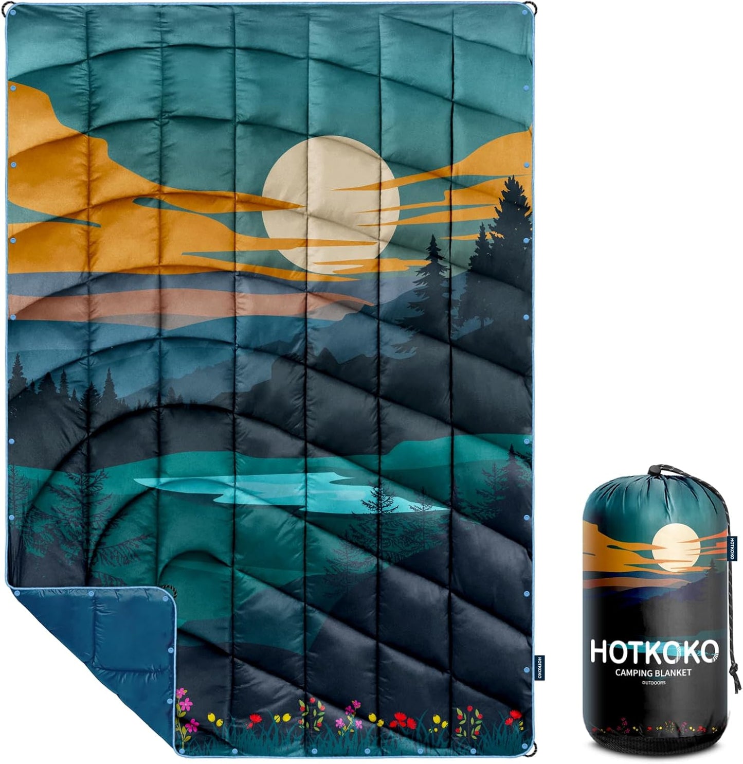 Camping Blanket,Lightweight Puffy Printed Camping Blanket Packable Outdoor Blanket for Camping,Traveling, Stadium, Hiking, Picnics