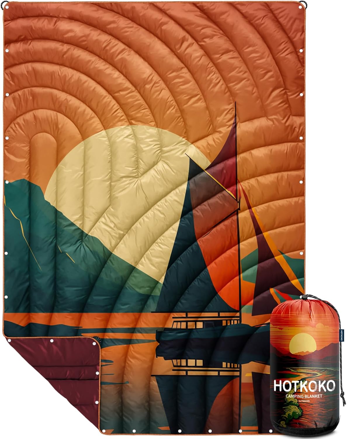 Camping Blanket,Lightweight Puffy Printed Camping Blanket Packable Outdoor Blanket for Camping,Traveling, Stadium, Hiking, Picnics