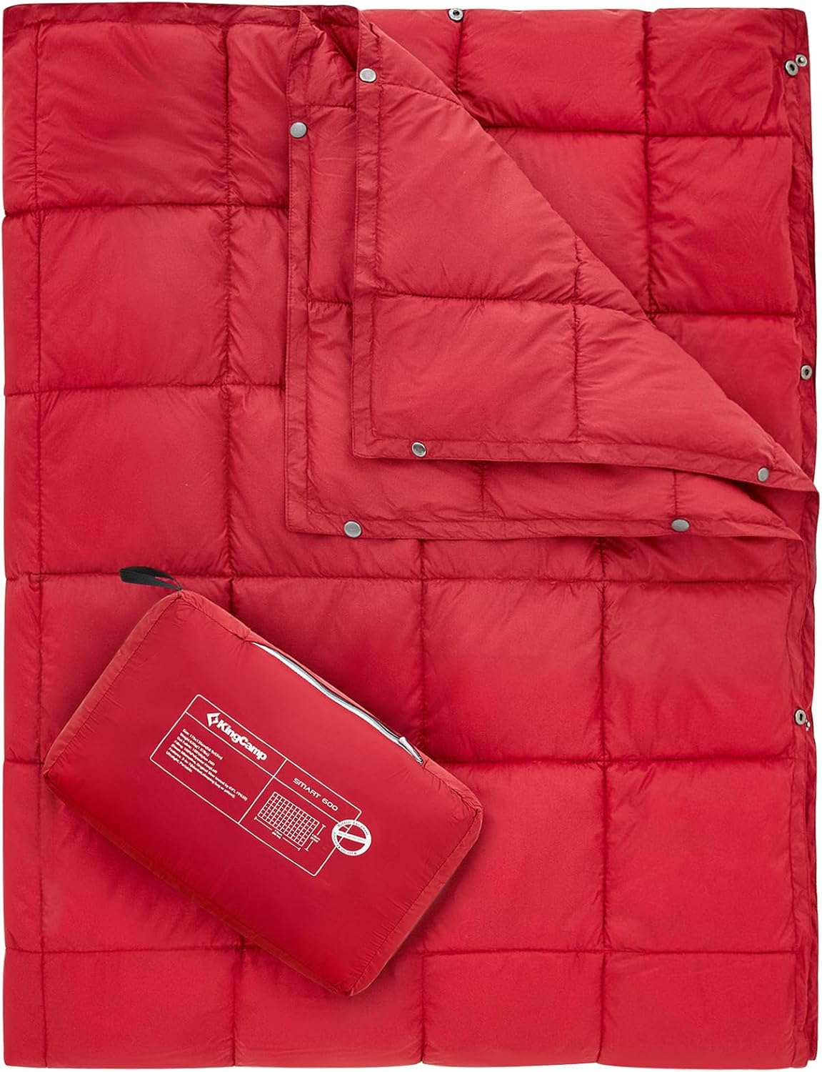 KingCamp Ultralight Camping Blanket, Packable Down Alternative Puffy Wearable Blankets Weatherproof Warm Package Quilt with Snap Buttons for Outdoor Hiking Travel Picnic Stadium (69" x 53", Charcoal)