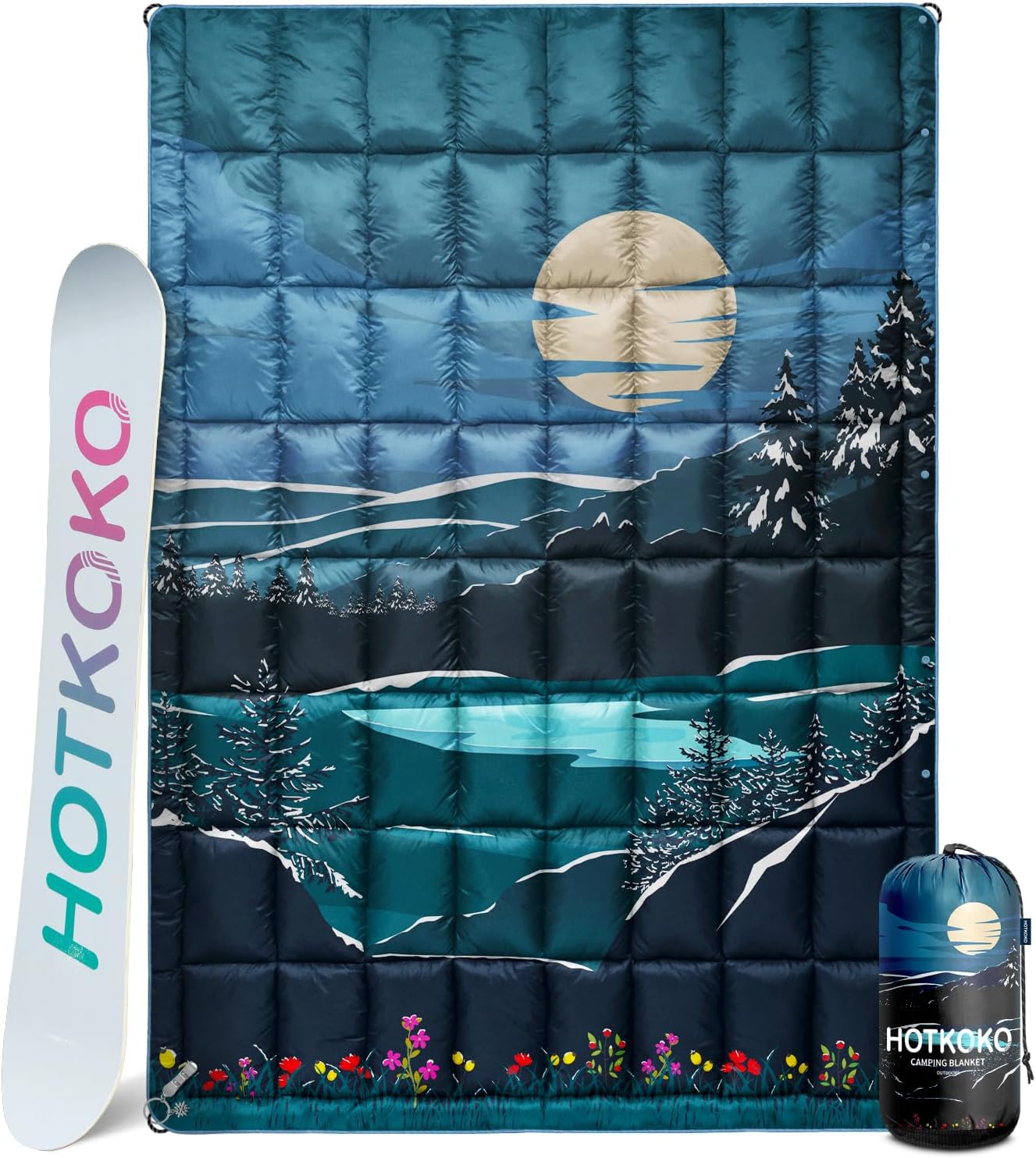Down Camping Blanket,Warm Puffy Lightweight Camp Blanket Outdoor Travel Quilt for Sleep,Stadium, Hiking & Festivals | Water Resistant, Packable & Compact