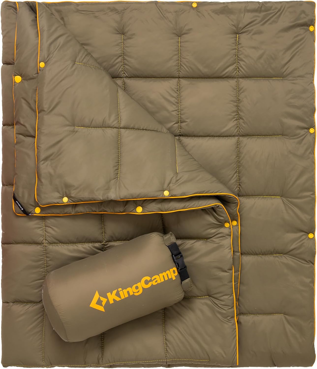 KingCamp Ultralight Camping Blanket, Packable Down Alternative Puffy Wearable Blankets Weatherproof Warm Package Quilt with Snap Buttons for Outdoor Hiking Travel Picnic Stadium (69" x 53", Charcoal)