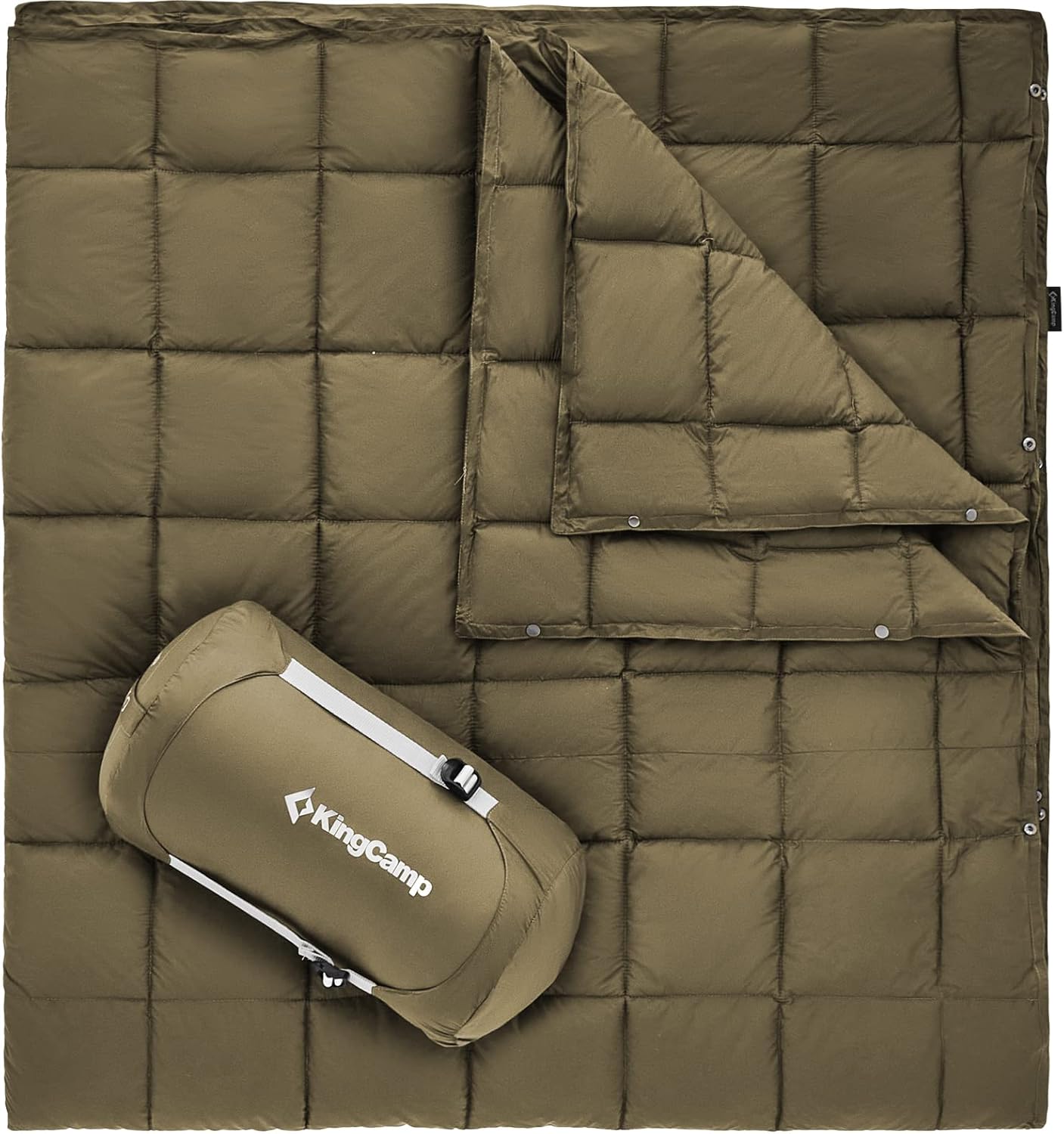 KingCamp Ultralight Camping Blanket, Packable Down Alternative Puffy Wearable Blankets Weatherproof Warm Package Quilt with Snap Buttons for Outdoor Hiking Travel Picnic Stadium (69" x 53", Charcoal)