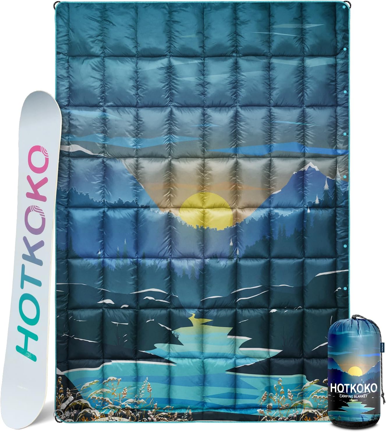 Down Camping Blanket,Warm Puffy Lightweight Camp Blanket Outdoor Travel Quilt for Sleep,Stadium, Hiking & Festivals | Water Resistant, Packable & Compact