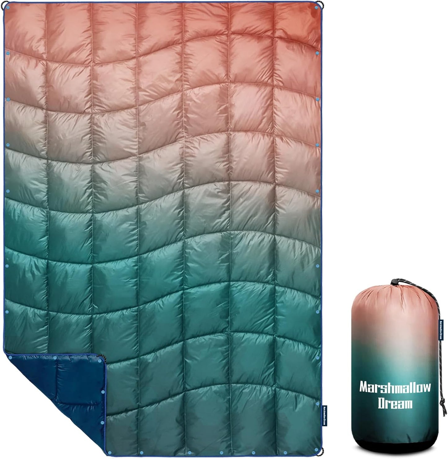 Camping Blanket, Puffy Down Alternative Blanket Lightweight Windproof for Outdoors,Hiking, Backpacking,Beach,Car,Picnic,Stadium