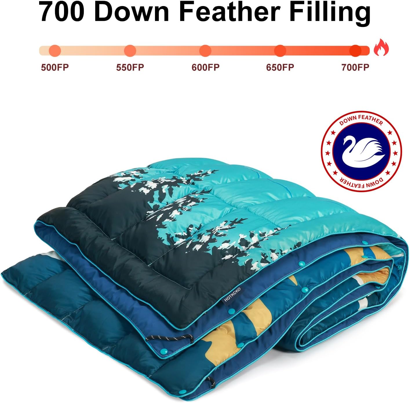 Down Camping Blanket,Warm Puffy Lightweight Camp Blanket Outdoor Travel Quilt for Sleep,Stadium, Hiking & Festivals | Water Resistant, Packable & Compact