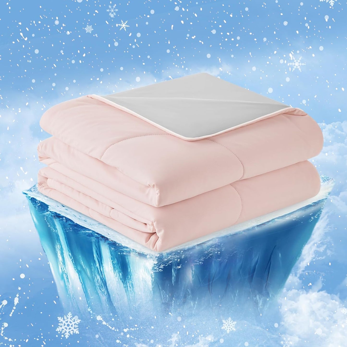 Cozy Bliss Cooling Comforter Queen Size, Cooling Blankets for Hot Sleepers and Night Sweats, Blue Summer Comforter for Queen Size Bed, Breathable Soft Lightweight Silk Smooth
