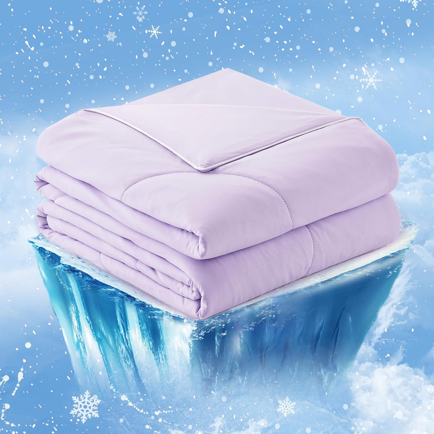 Cozy Bliss Cooling Comforter Queen Size, Cooling Blankets for Hot Sleepers and Night Sweats, Blue Summer Comforter for Queen Size Bed, Breathable Soft Lightweight Silk Smooth