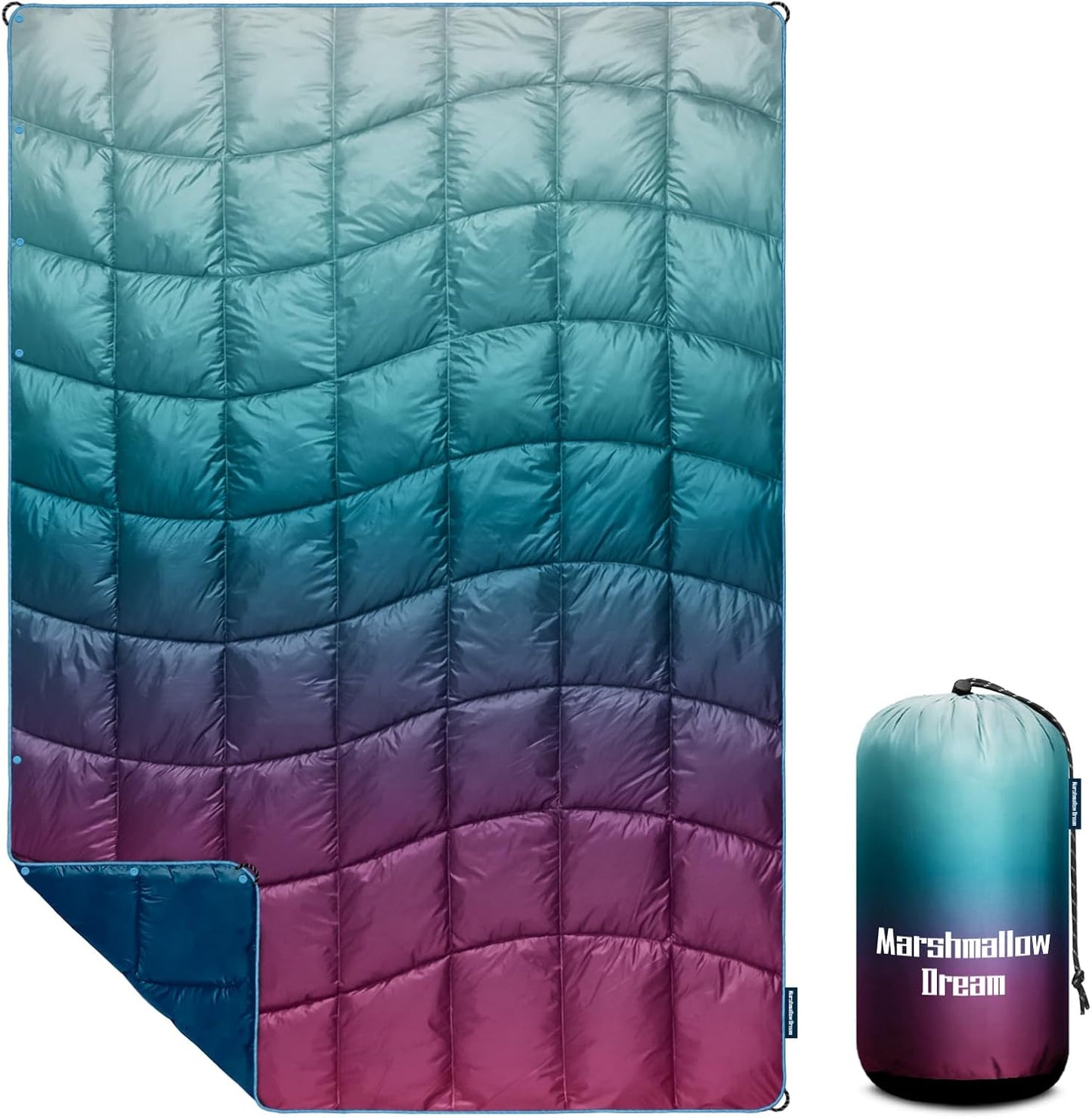 Camping Blanket, Puffy Down Alternative Blanket Lightweight Windproof for Outdoors,Hiking, Backpacking,Beach,Car,Picnic,Stadium