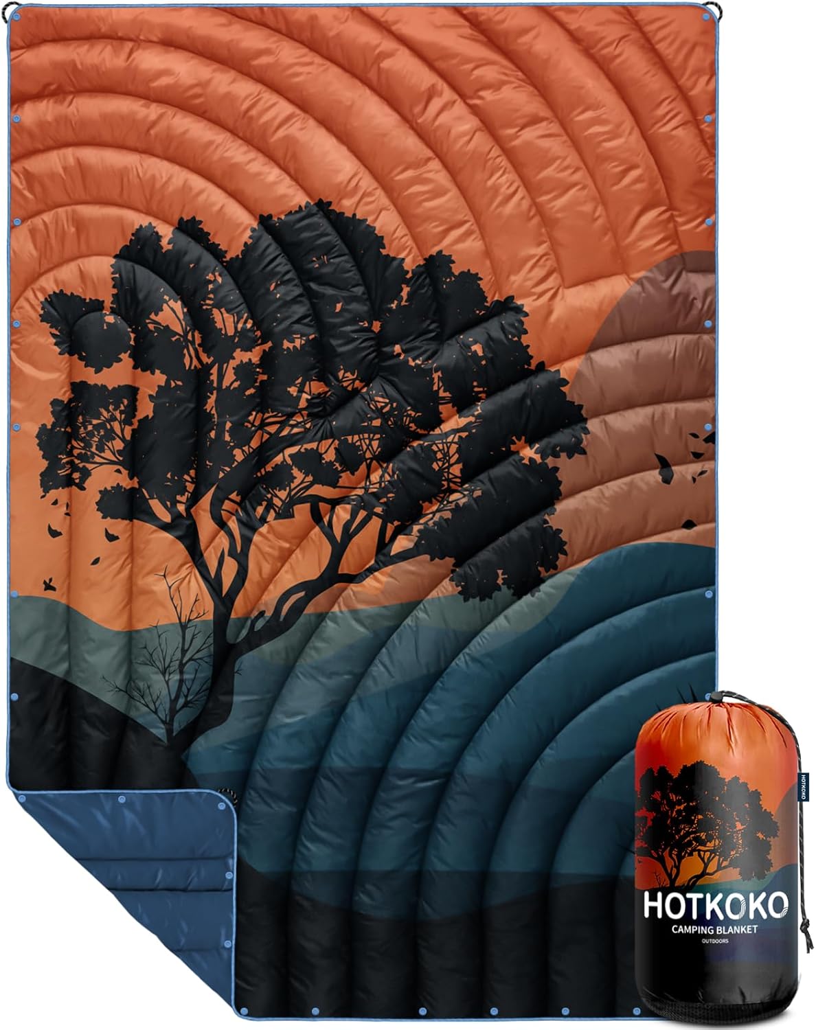 Camping Blanket,Lightweight Puffy Printed Camping Blanket Packable Outdoor Blanket for Camping,Traveling, Stadium, Hiking, Picnics