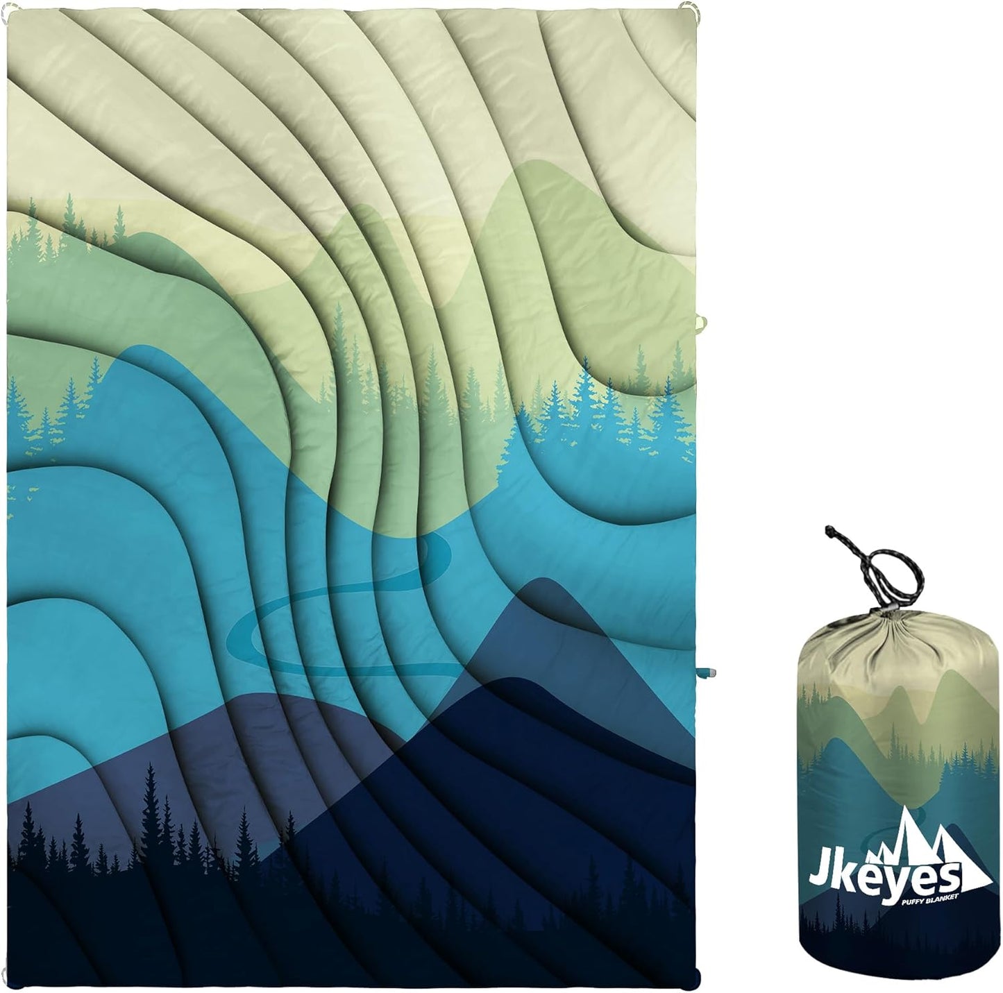 Yizheer Outdoor Puffy Packable Camping Blanket,Lightweight Down Alternative Printed Camping Blanket,Large Ultra Warm Hammock Top Quilt Waterproof Blanket for Traveling Picnic Beach Party,76" x 54"