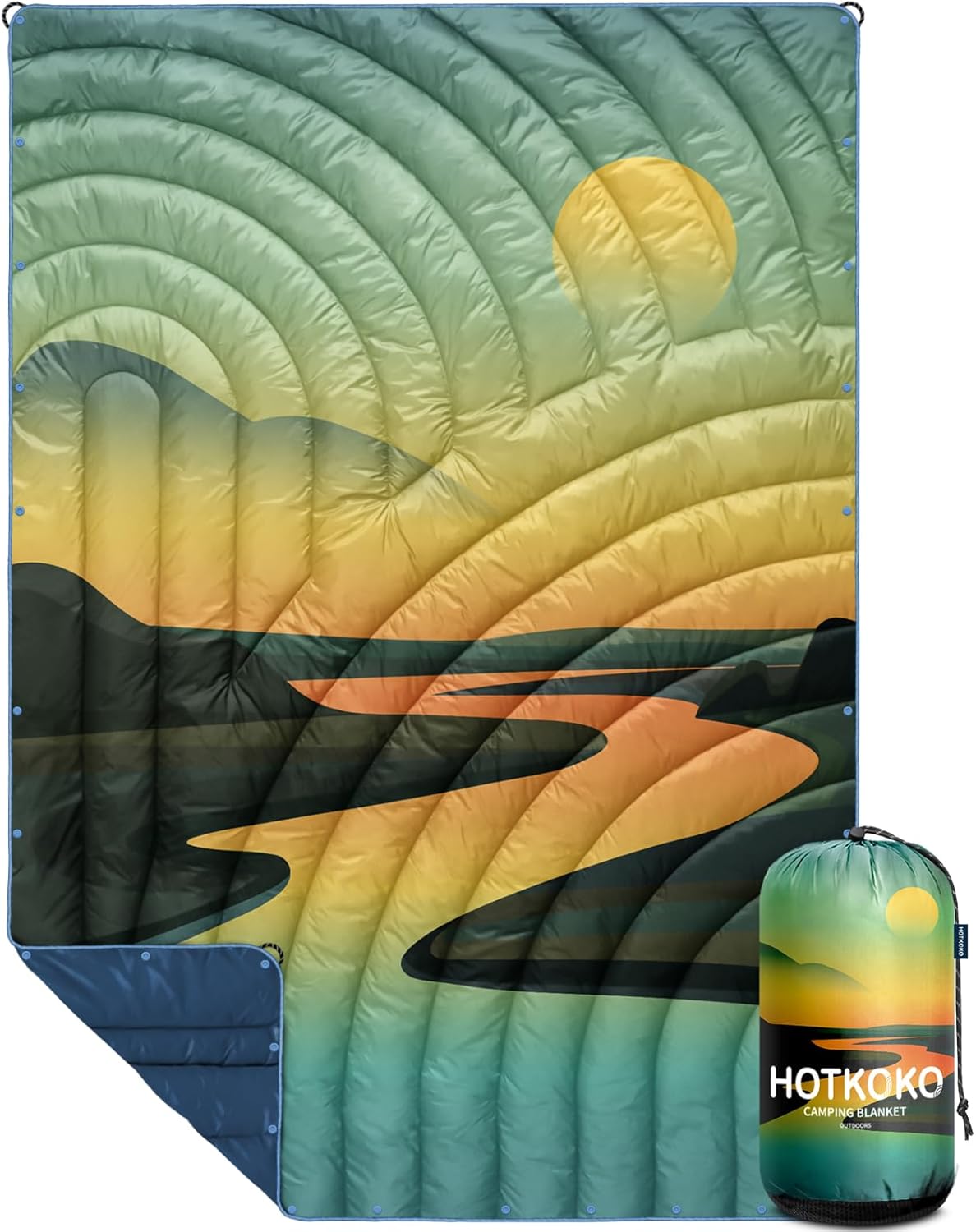 Camping Blanket,Lightweight Puffy Printed Camping Blanket Packable Outdoor Blanket for Camping,Traveling, Stadium, Hiking, Picnics