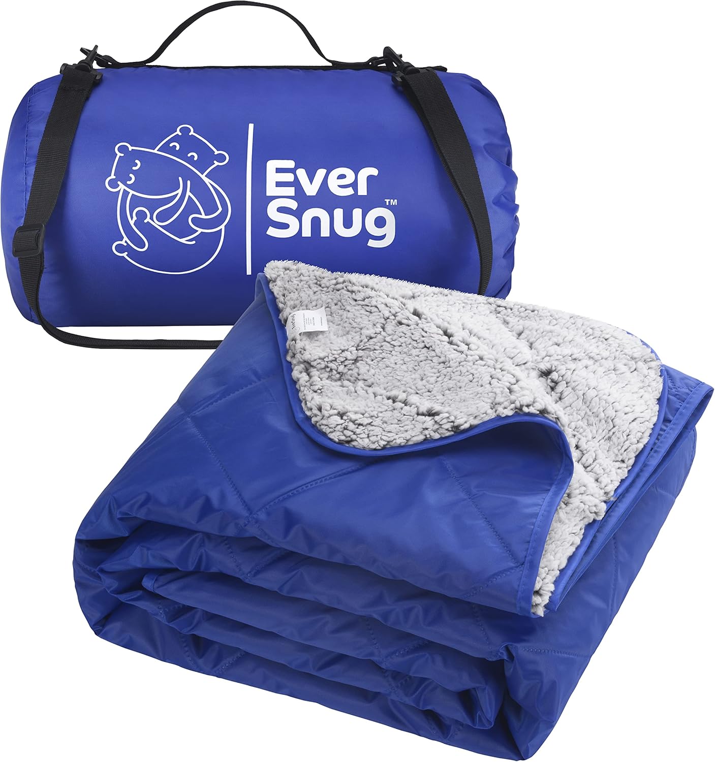 EverSnug Sherpa Waterproof Camping Blanket - Extra Thick and Warm, Large Sherpa Fleece Outdoor Blanket for Camping, Picnics, Beaches, Stadiums, Pets - Washable and Windproof for Cold Weather (Black)