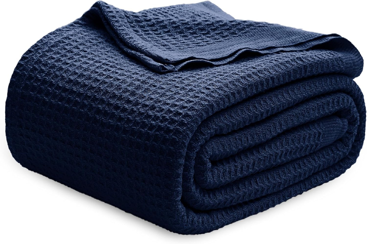 Bedsure 100% Cotton Blanket King Size for Bed - Breathable and Soft, Waffle Weave Blanket for Summer Spring, White, 104x90 inches