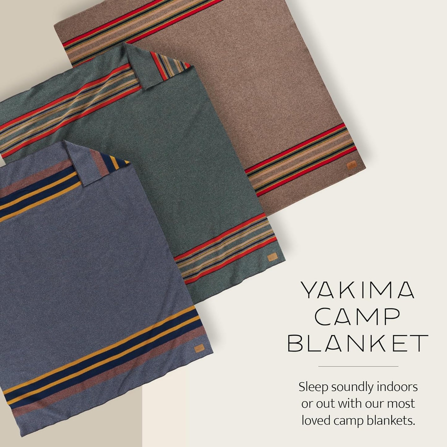 Pendleton Yakima Camp Blanket Full Queen 90" x 90" - Wool Cotton, Lightweight, Large, Dry Clean, Soft and Durable Throw for Home and Travel - Lake