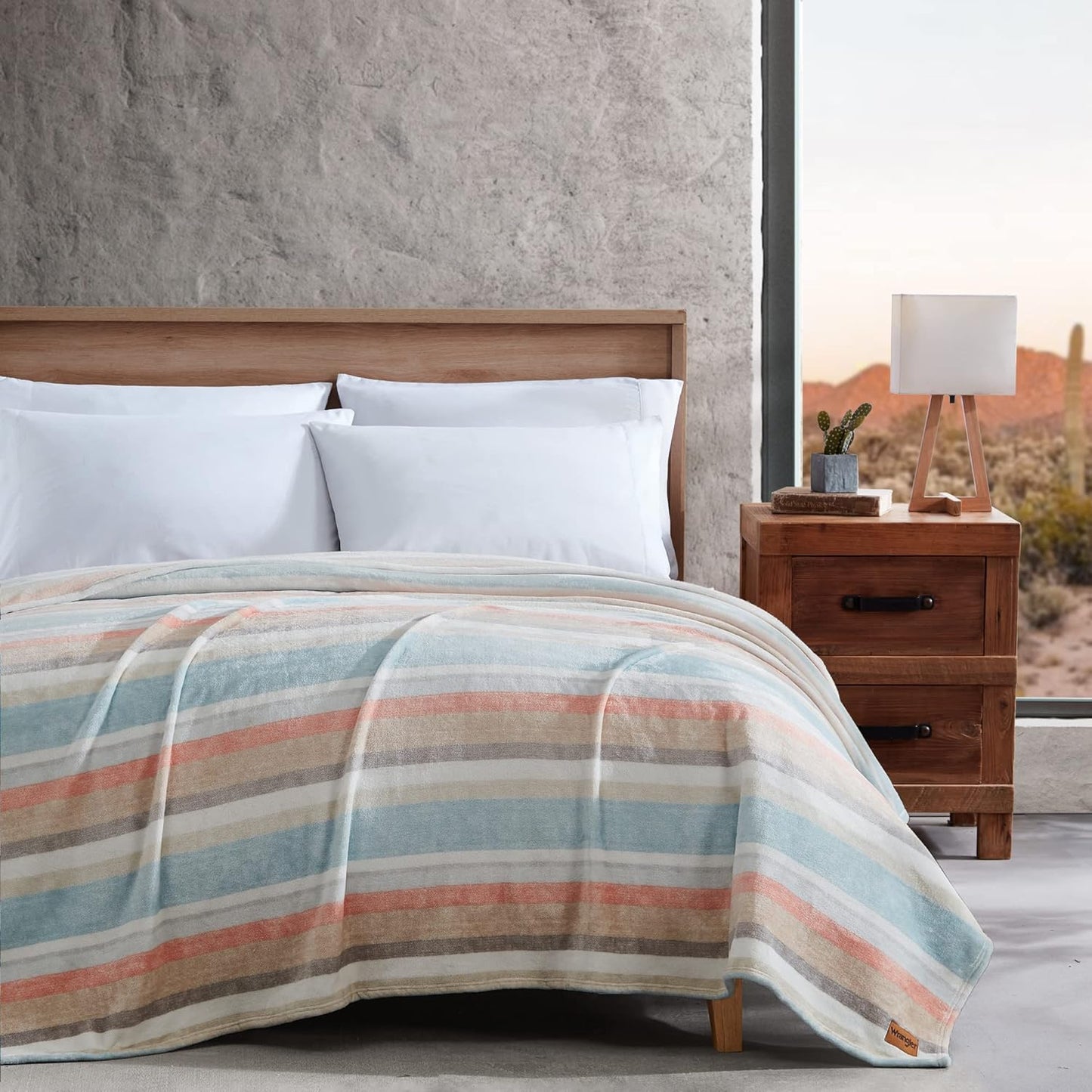 Wrangler - King Blanket, Ultra Soft Plush Fleece Bedding, Yellowstone Inspired, Luxuriously Soft Bedding for Bed or Couch (Westin Blue, King)