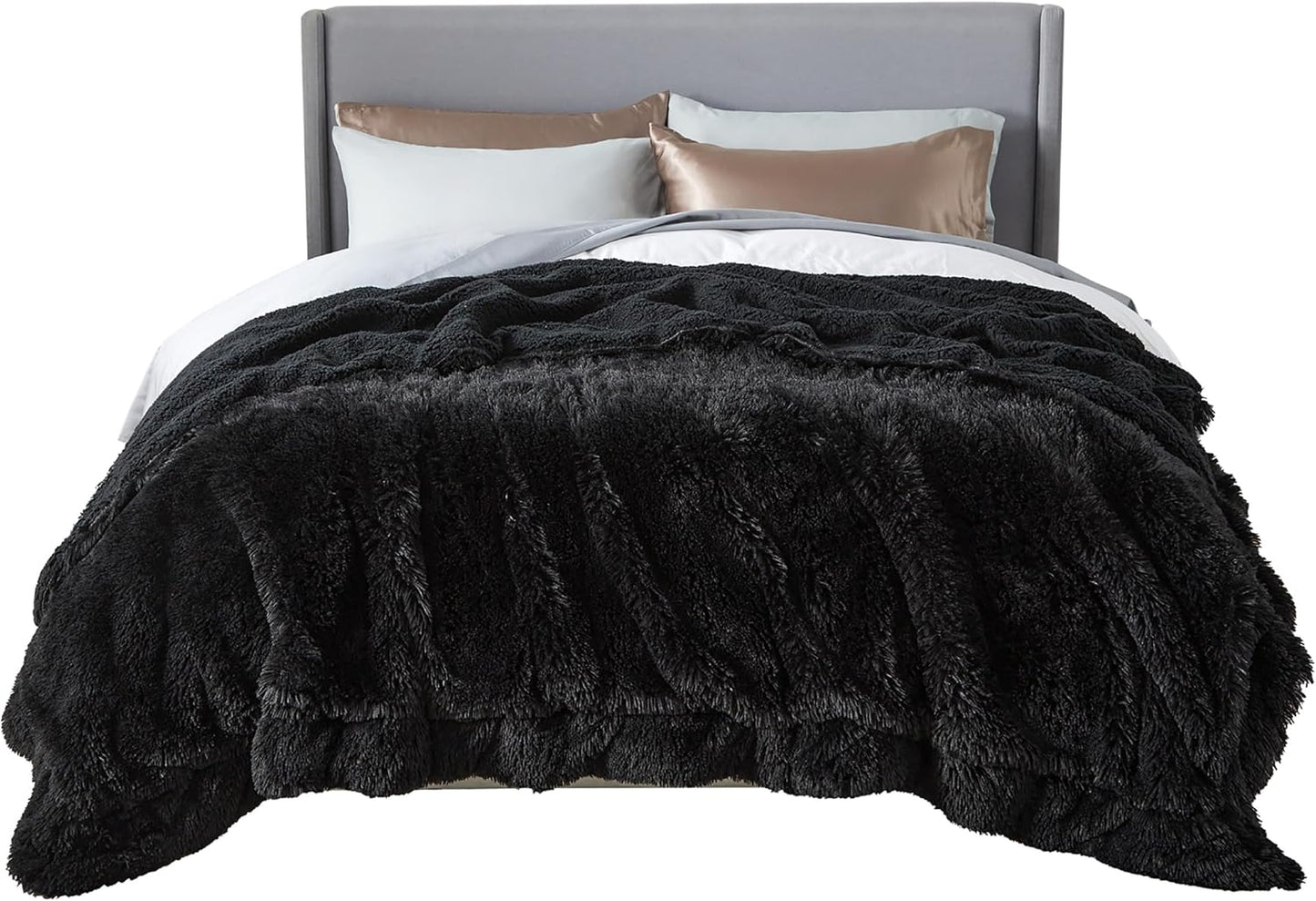Bedsure Fluffy Fuzzy Throw Blanket Gifts for Women, Soft Cozy Plush Faux Fur Throw Blanket for Couch Bed, Minky Thick Warm Sherpa Fleece Fall Grey Room Decor Men Gifts Teenage Girls Teen Boys Mom Dad