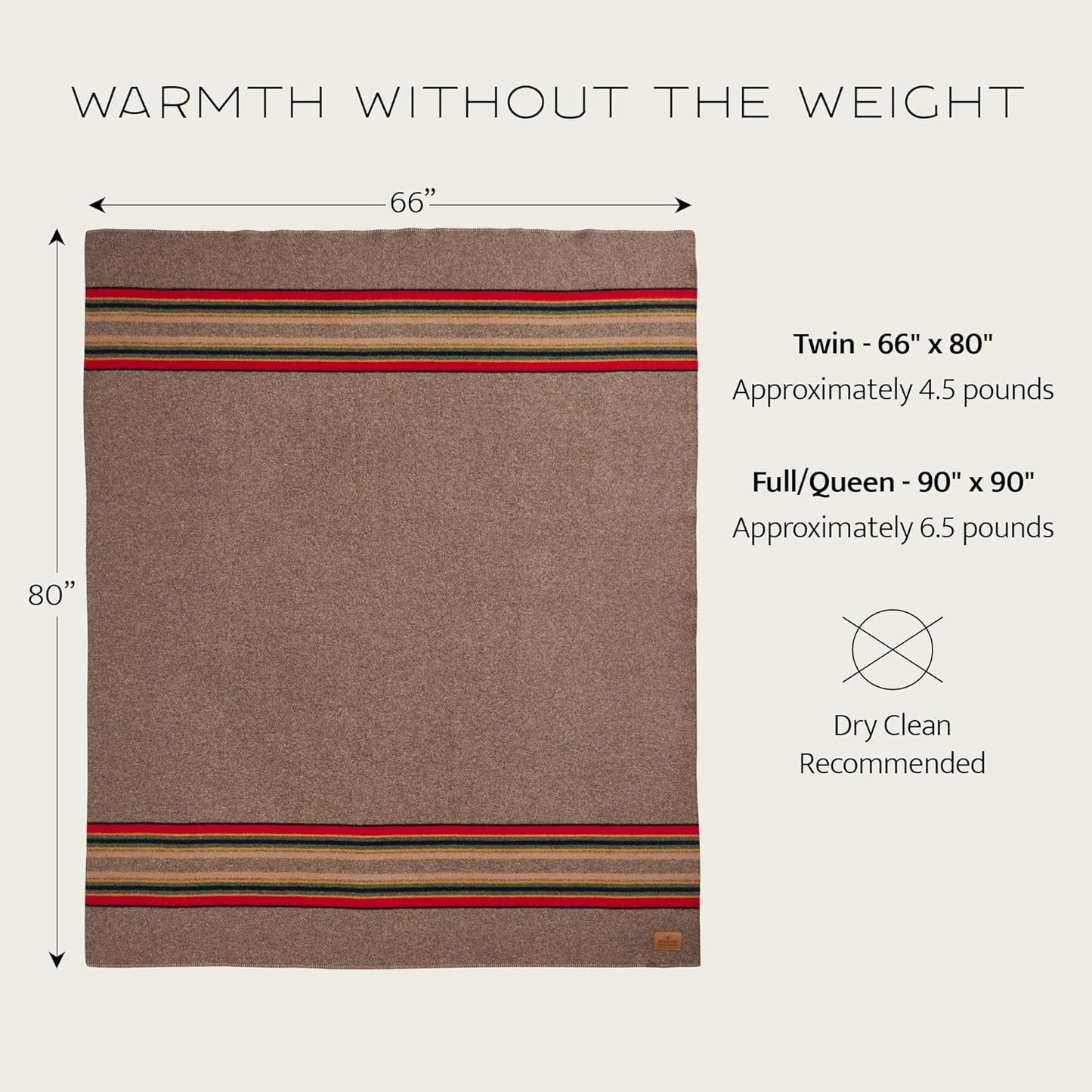 Pendleton Yakima Camp Blanket Full Queen 90" x 90" - Wool Cotton, Lightweight, Large, Dry Clean, Soft and Durable Throw for Home and Travel - Lake