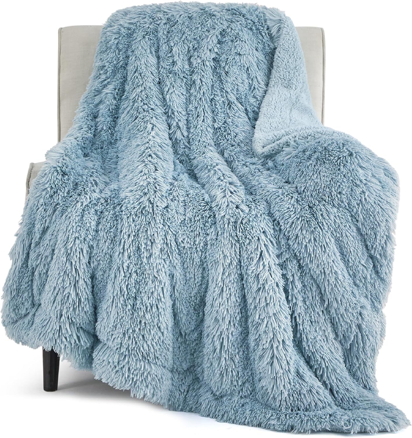 Bedsure Fluffy Fuzzy Throw Blanket Gifts for Women, Soft Cozy Plush Faux Fur Throw Blanket for Couch Bed, Minky Thick Warm Sherpa Fleece Fall Grey Room Decor Men Gifts Teenage Girls Teen Boys Mom Dad