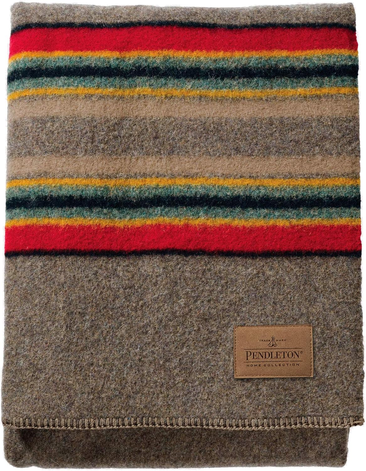 Pendleton Yakima Camp Blanket Full Queen 90" x 90" - Wool Cotton, Lightweight, Large, Dry Clean, Soft and Durable Throw for Home and Travel - Lake