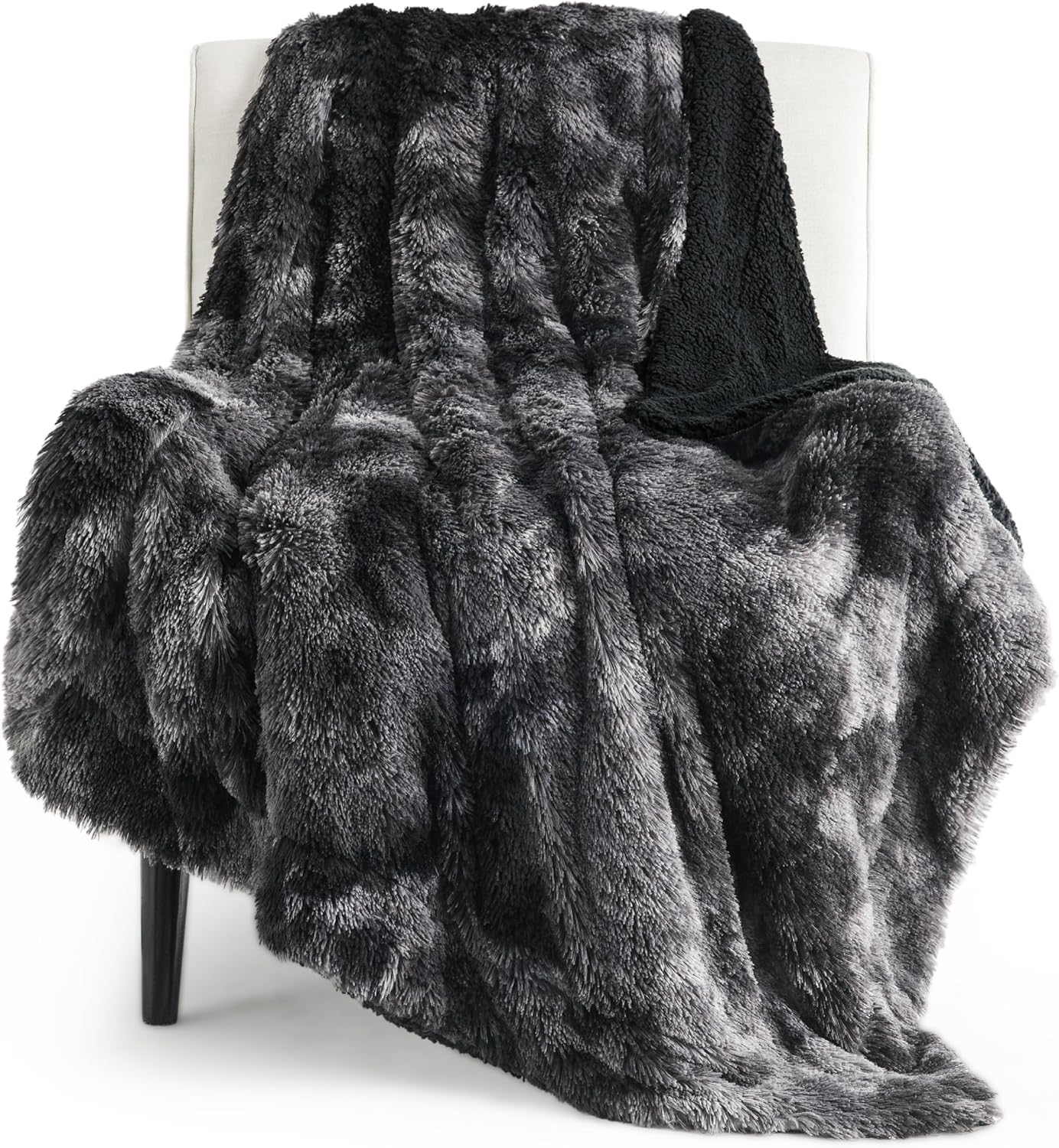 Bedsure Fluffy Fuzzy Throw Blanket Gifts for Women, Soft Cozy Plush Faux Fur Throw Blanket for Couch Bed, Minky Thick Warm Sherpa Fleece Fall Grey Room Decor Men Gifts Teenage Girls Teen Boys Mom Dad