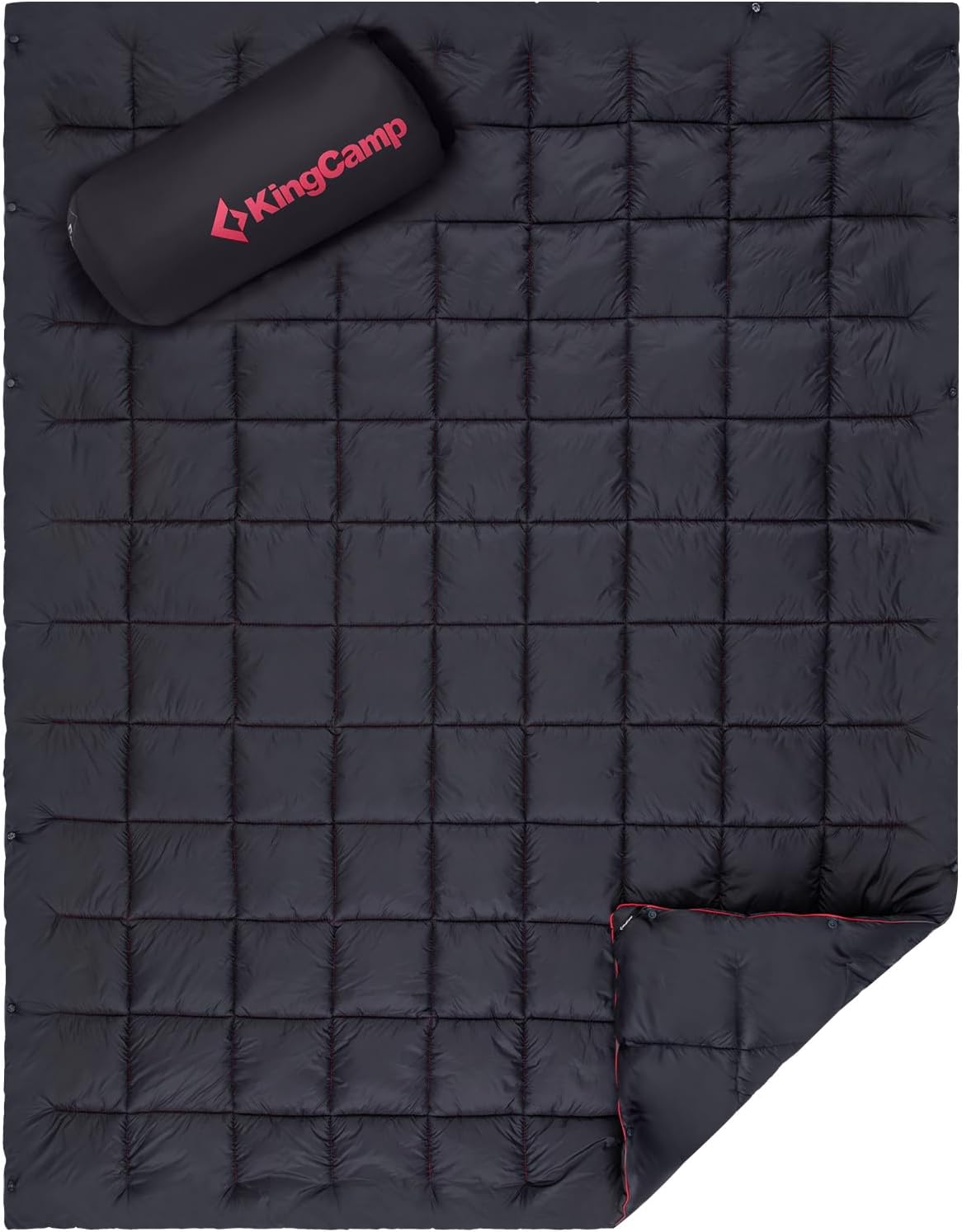 KingCamp Ultralight Camping Blanket, Packable Down Alternative Puffy Printed Wearable Blanket with Snap Buttons & Corner Loops Weatherproof Quilt for Outdoor Travel Stadium (79"L x 57”W, CYAN)