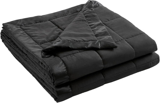 Madison Park Twin Size Blanket Ultra-Soft Microfiber Blanket Twin Size, Box Quilting with Satin Binding, All Season & Lightweight Twin Summer Blanket for Bed, Couch & Sofa, Twin, Black