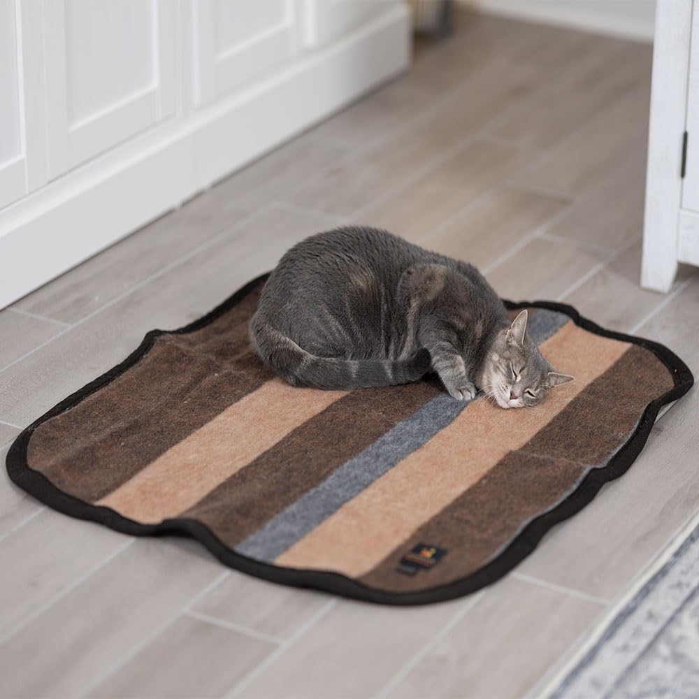 Alpaca Warehouse 100% Natural Alpaca and Sheep Wool Blanket King Size Thick Heavyweight Comfortably Warm - Great for Outdoor Use - Striped Design 103" x 90" (Beige/Brown/Gray, King)