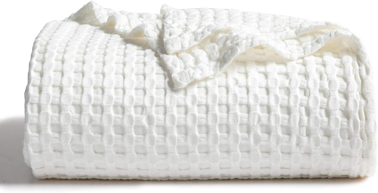 Bedsure Cooling Cotton Waffle King Size Blanket - Lightweight Breathable Summer Blanket of Rayon Derived from Bamboo for Hot Sleepers, Luxury Throws for Bed, Couch and Sofa, Taupe, 104x90 Inches