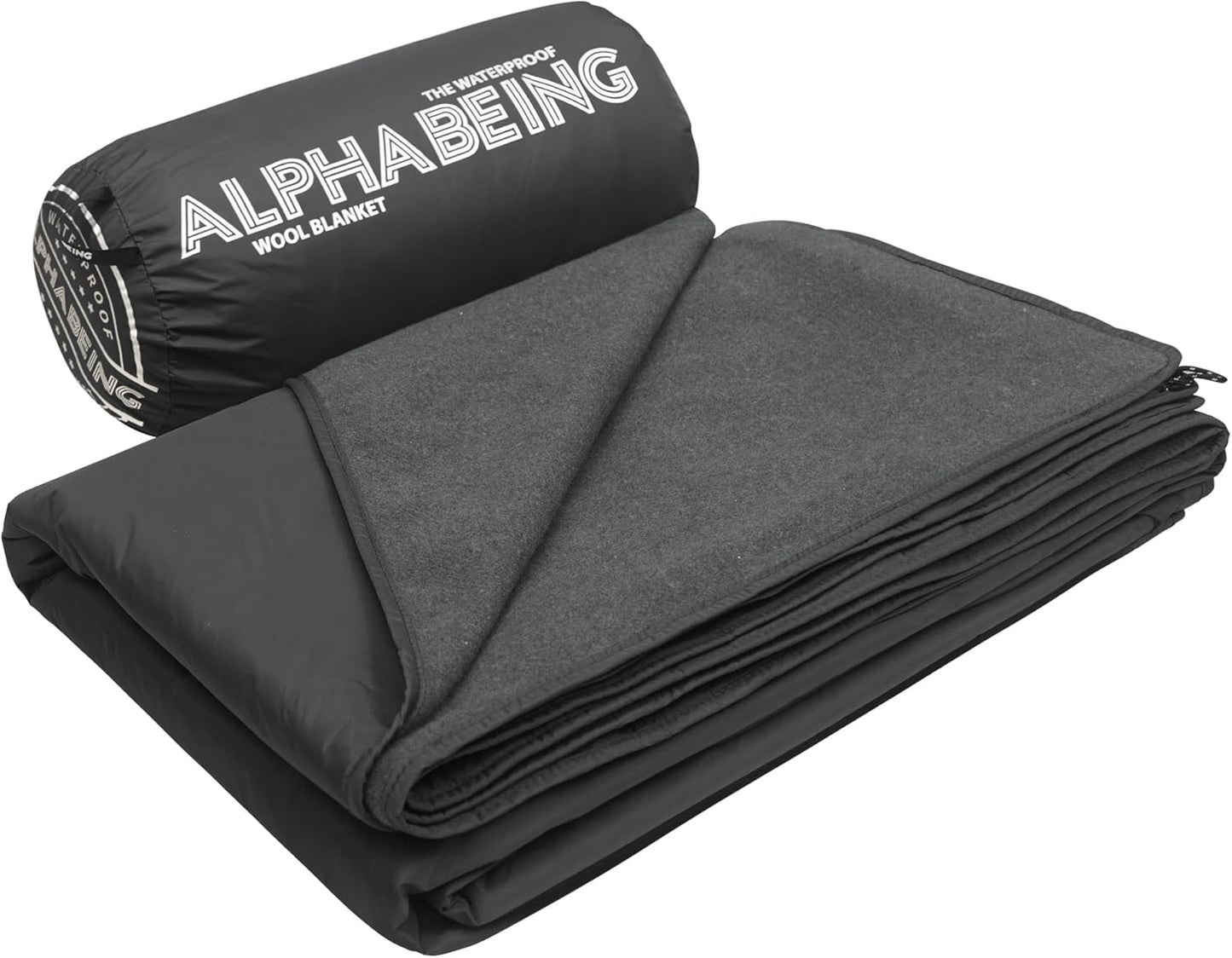 AlphaBeing Waterproof Outdoor Blanket with Merino Wool, Extra Thick Warm, Windproof, Packable Stadium Blankets for Cold Weather, Camping Gift, Pet, Car, Picnic, Concerts, 79" x 59", Olive