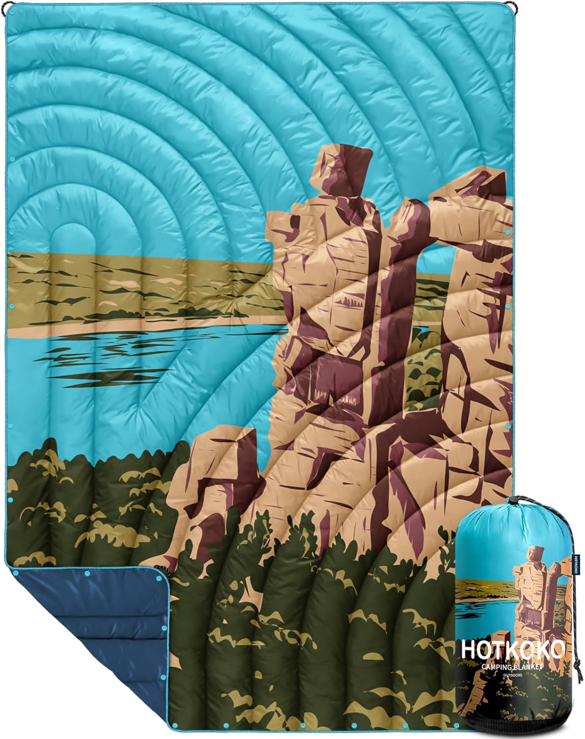 Camping Blanket,Lightweight Puffy Printed Camping Blanket Packable Outdoor Blanket for Camping,Traveling, Stadium, Hiking, Picnics