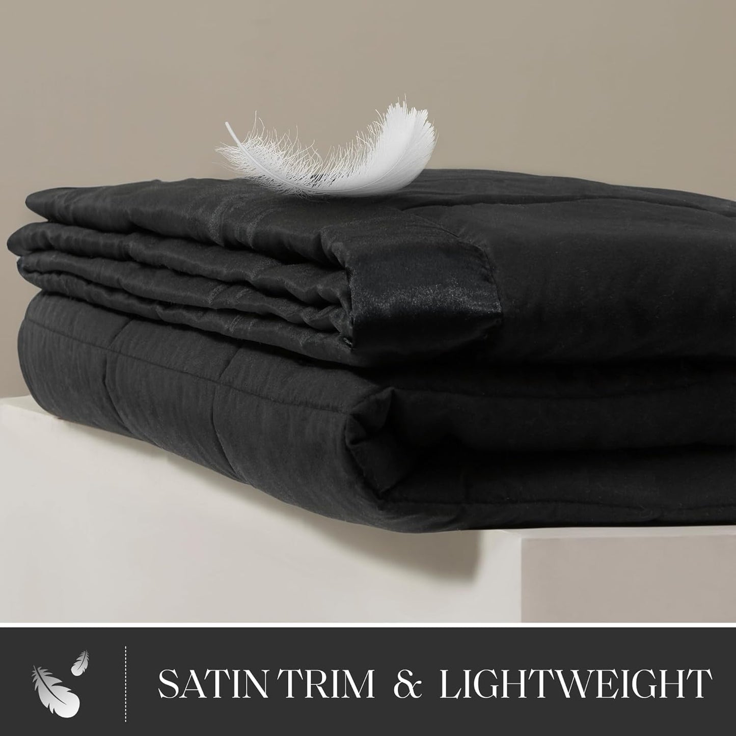 Madison Park Twin Size Blanket Ultra-Soft Microfiber Blanket Twin Size, Box Quilting with Satin Binding, All Season & Lightweight Twin Summer Blanket for Bed, Couch & Sofa, Twin, Black