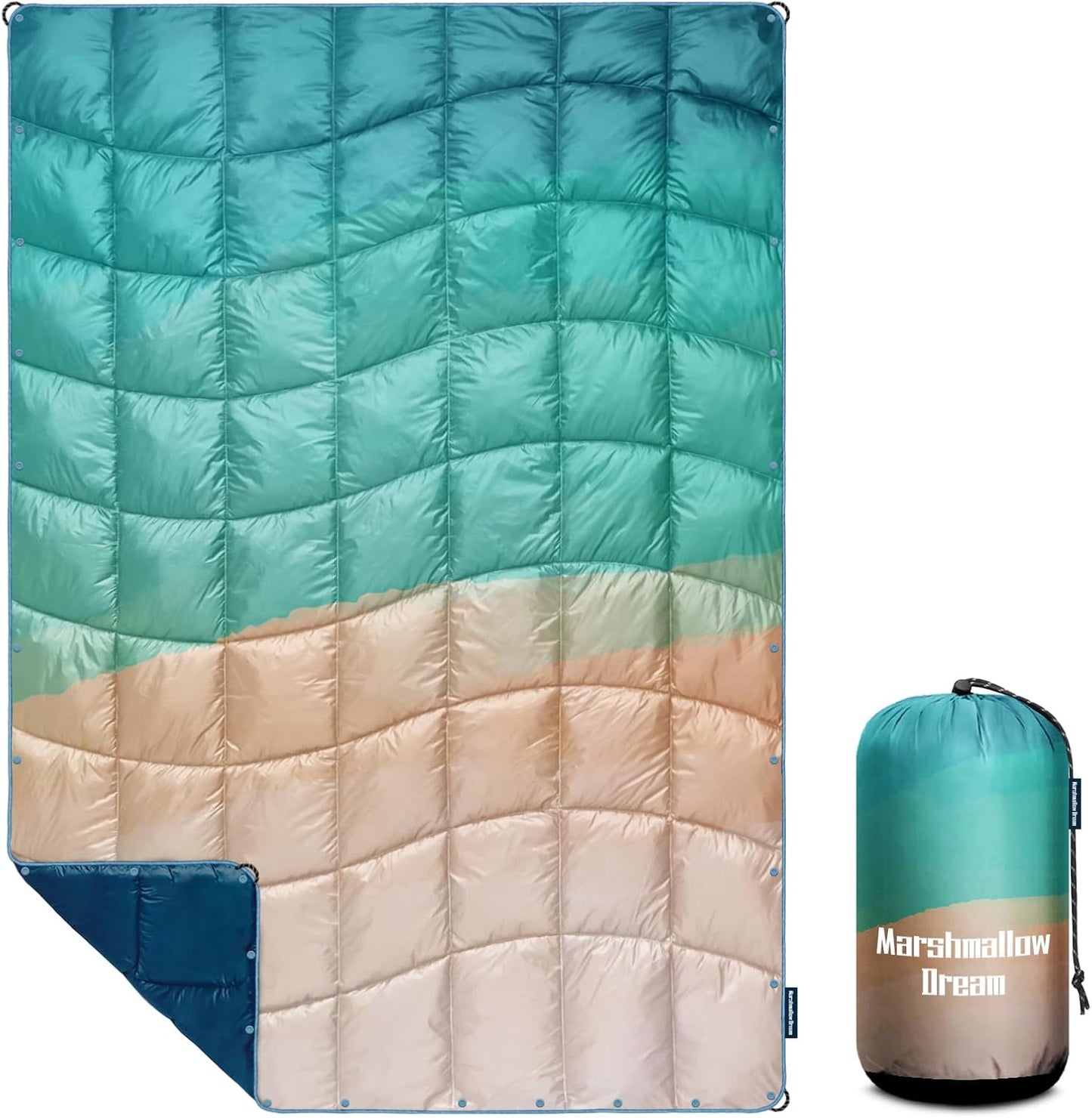Camping Blanket, Puffy Down Alternative Blanket Lightweight Windproof for Outdoors,Hiking, Backpacking,Beach,Car,Picnic,Stadium