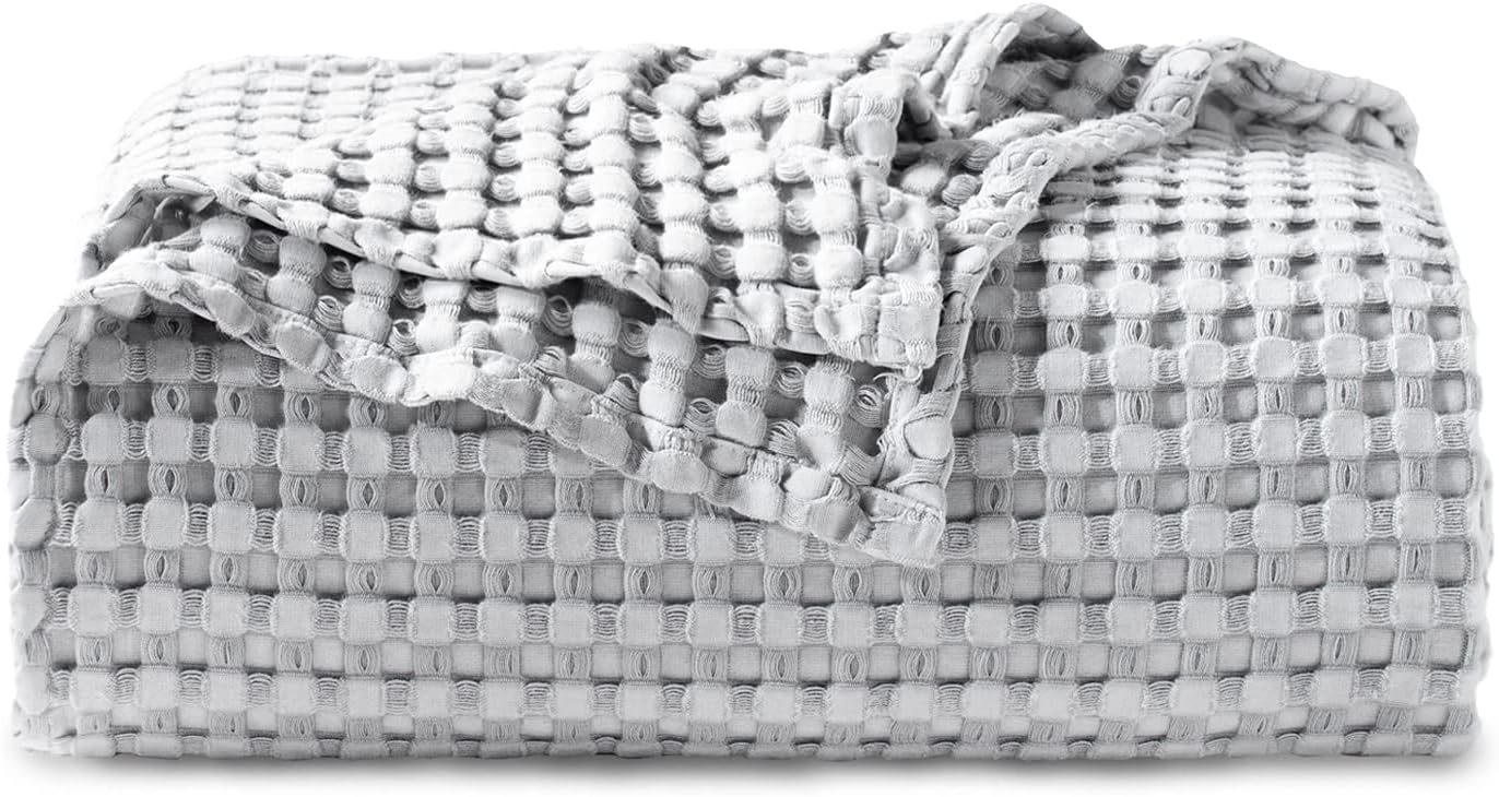 Bedsure Cooling Cotton Waffle King Size Blanket - Lightweight Breathable Summer Blanket of Rayon Derived from Bamboo for Hot Sleepers, Luxury Throws for Bed, Couch and Sofa, Taupe, 104x90 Inches