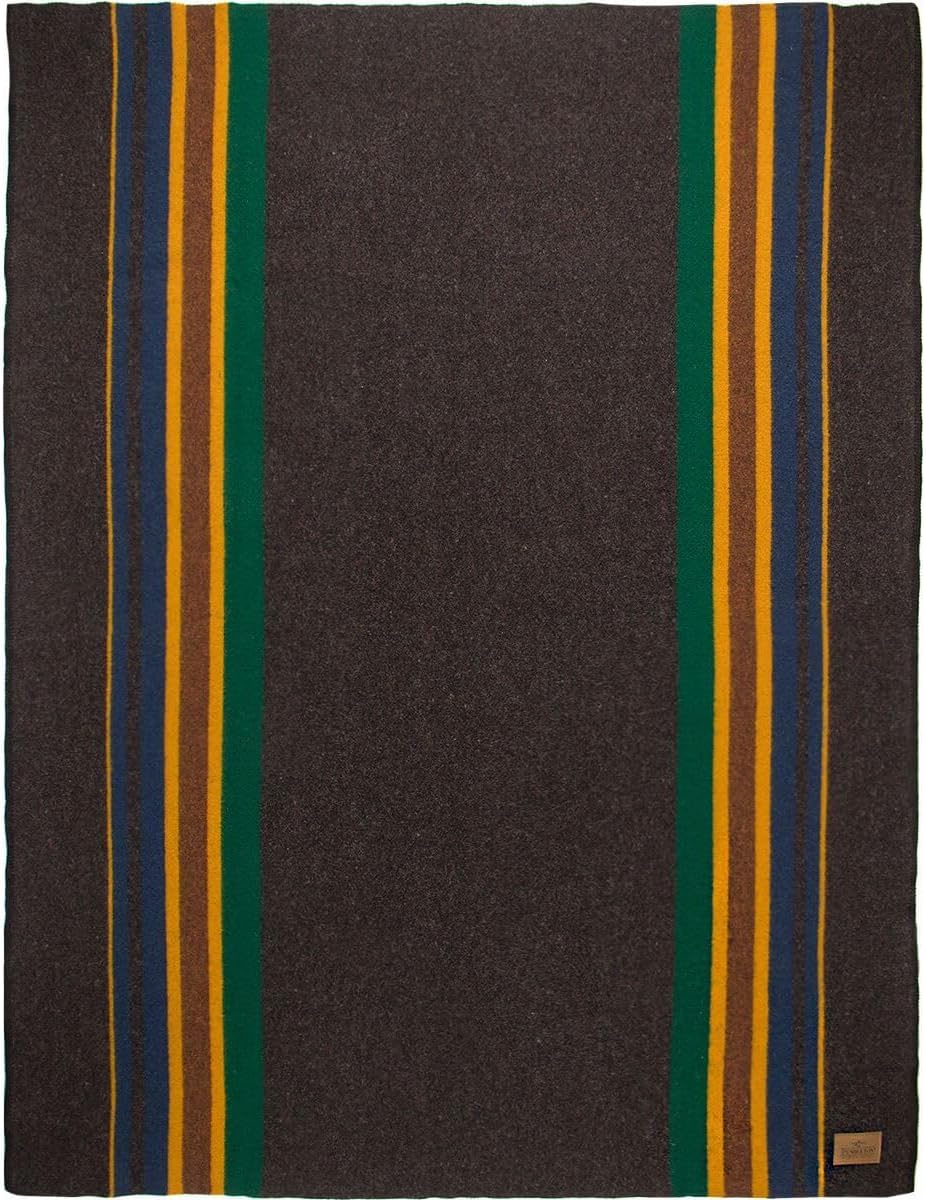 Pendleton Yakima Camp Blanket Full Queen 90" x 90" - Wool Cotton, Lightweight, Large, Dry Clean, Soft and Durable Throw for Home and Travel - Lake