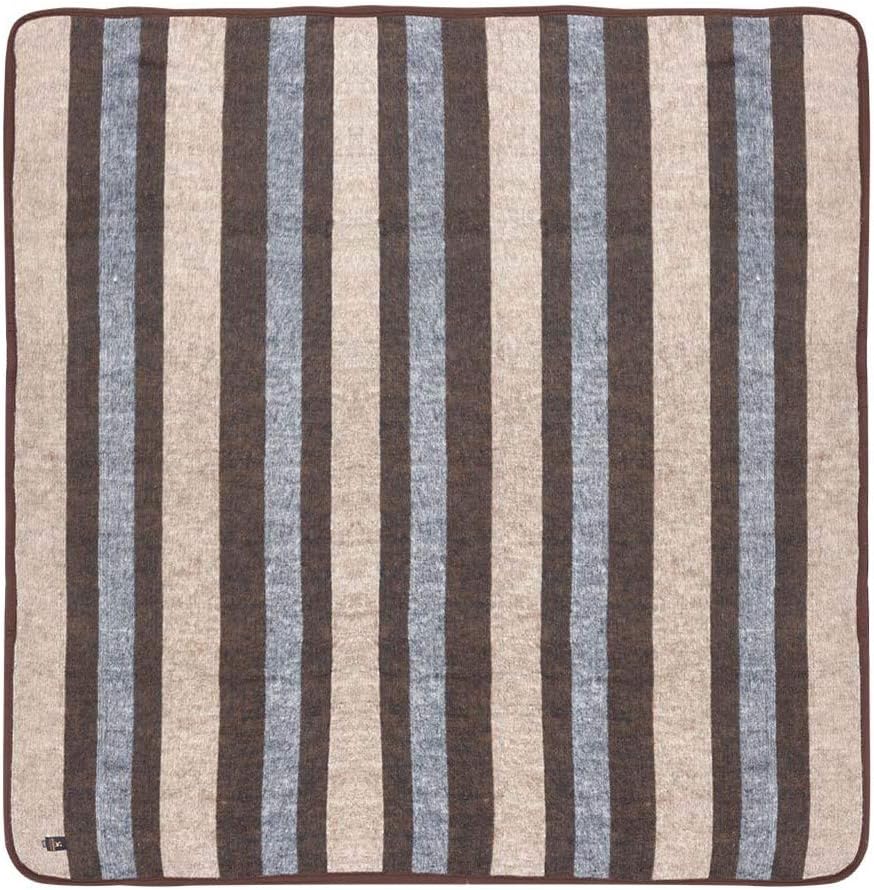 Alpaca Warehouse 100% Natural Alpaca and Sheep Wool Blanket King Size Thick Heavyweight Comfortably Warm - Great for Outdoor Use - Striped Design 103" x 90" (Beige/Brown/Gray, King)