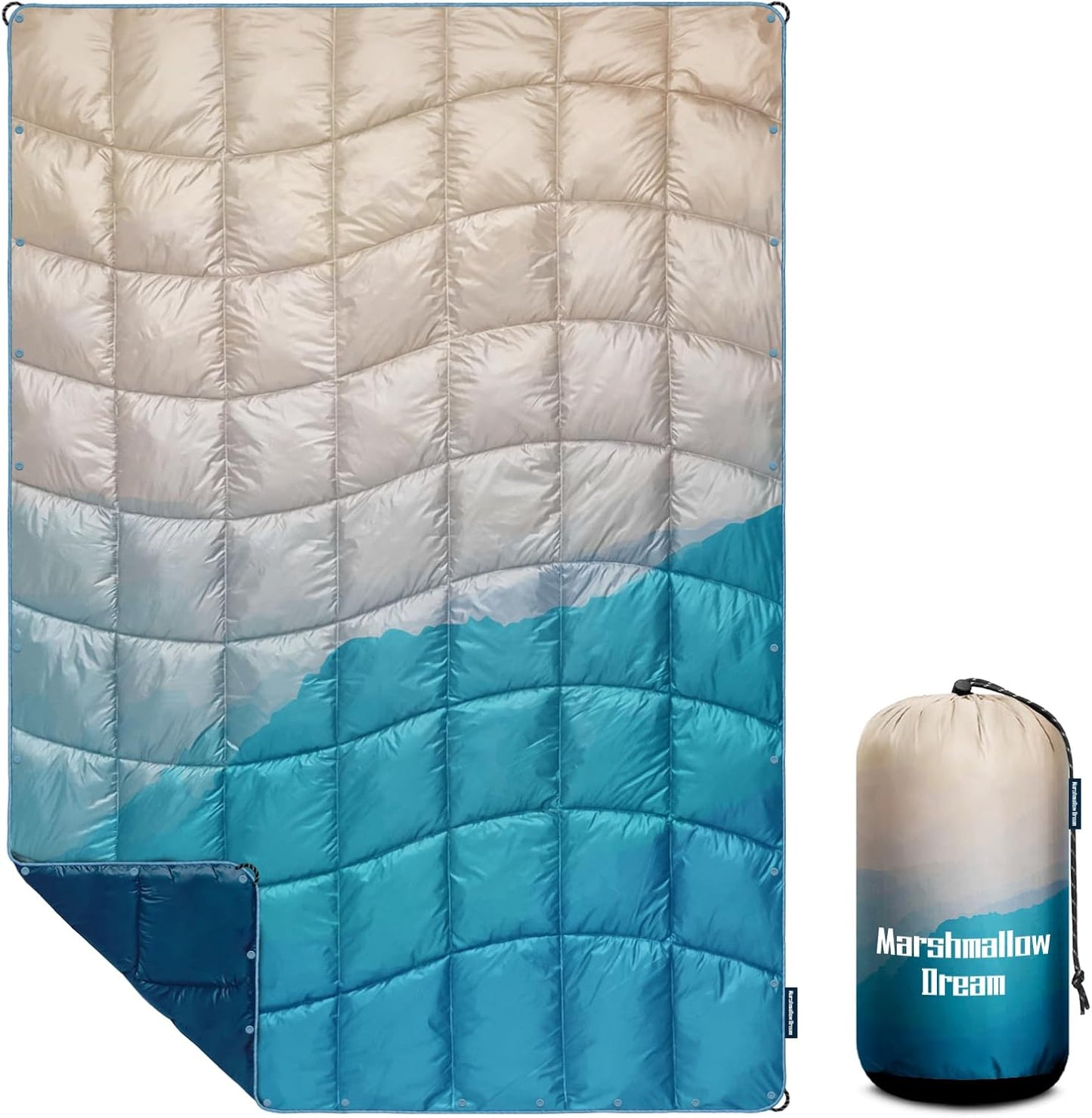 Camping Blanket, Puffy Down Alternative Blanket Lightweight Windproof for Outdoors,Hiking, Backpacking,Beach,Car,Picnic,Stadium