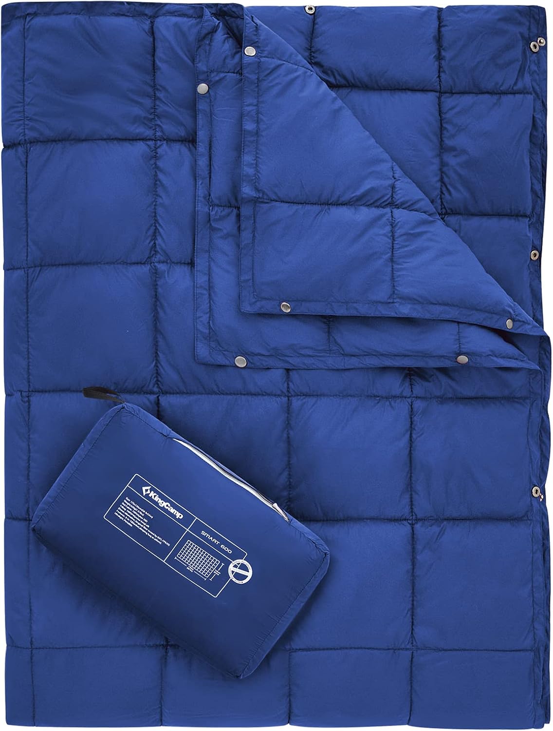 KingCamp Ultralight Camping Blanket, Packable Down Alternative Puffy Wearable Blankets Weatherproof Warm Package Quilt with Snap Buttons for Outdoor Hiking Travel Picnic Stadium (69" x 53", Charcoal)