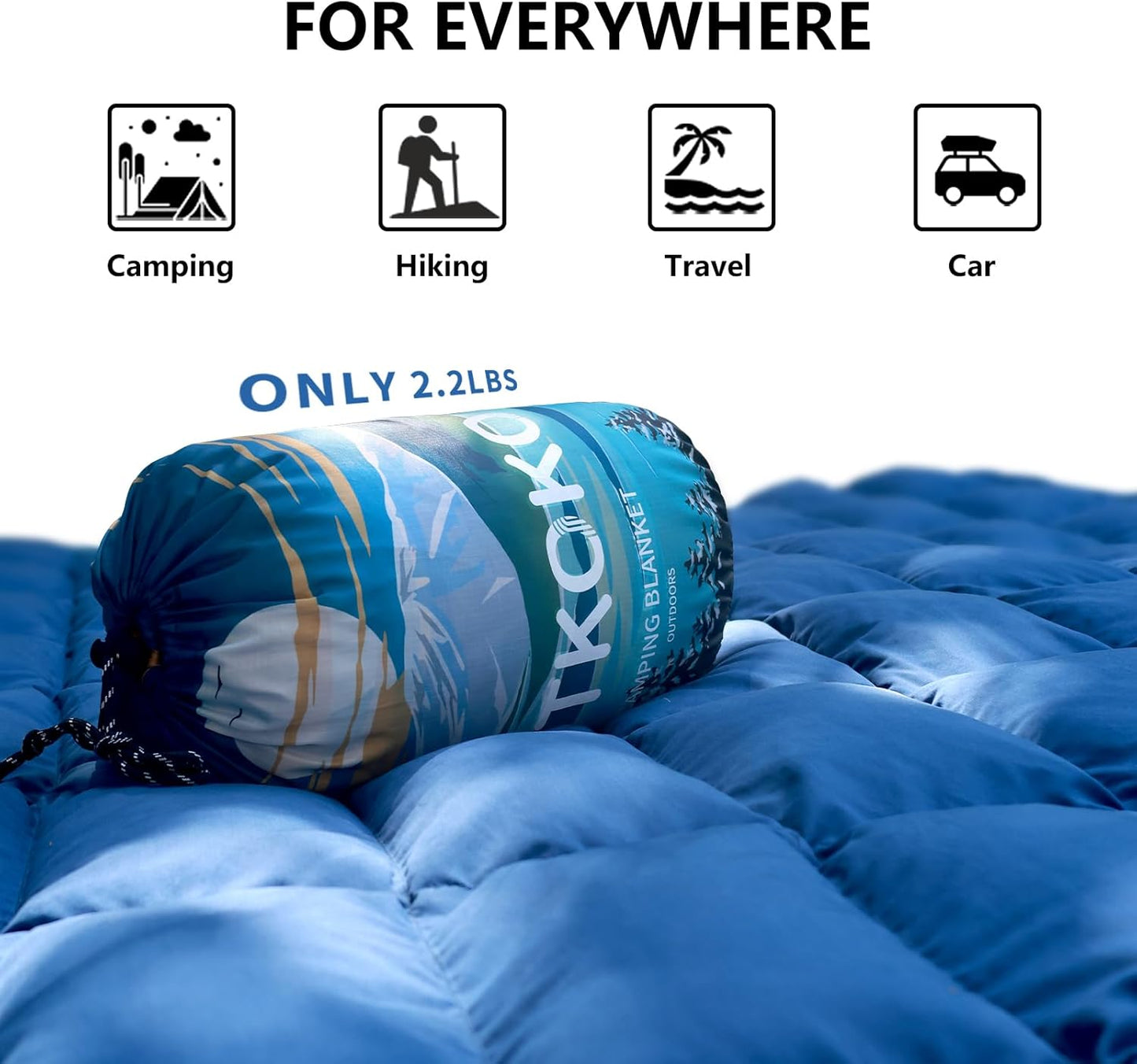 Down Camping Blanket,Warm Puffy Lightweight Camp Blanket Outdoor Travel Quilt for Sleep,Stadium, Hiking & Festivals | Water Resistant, Packable & Compact