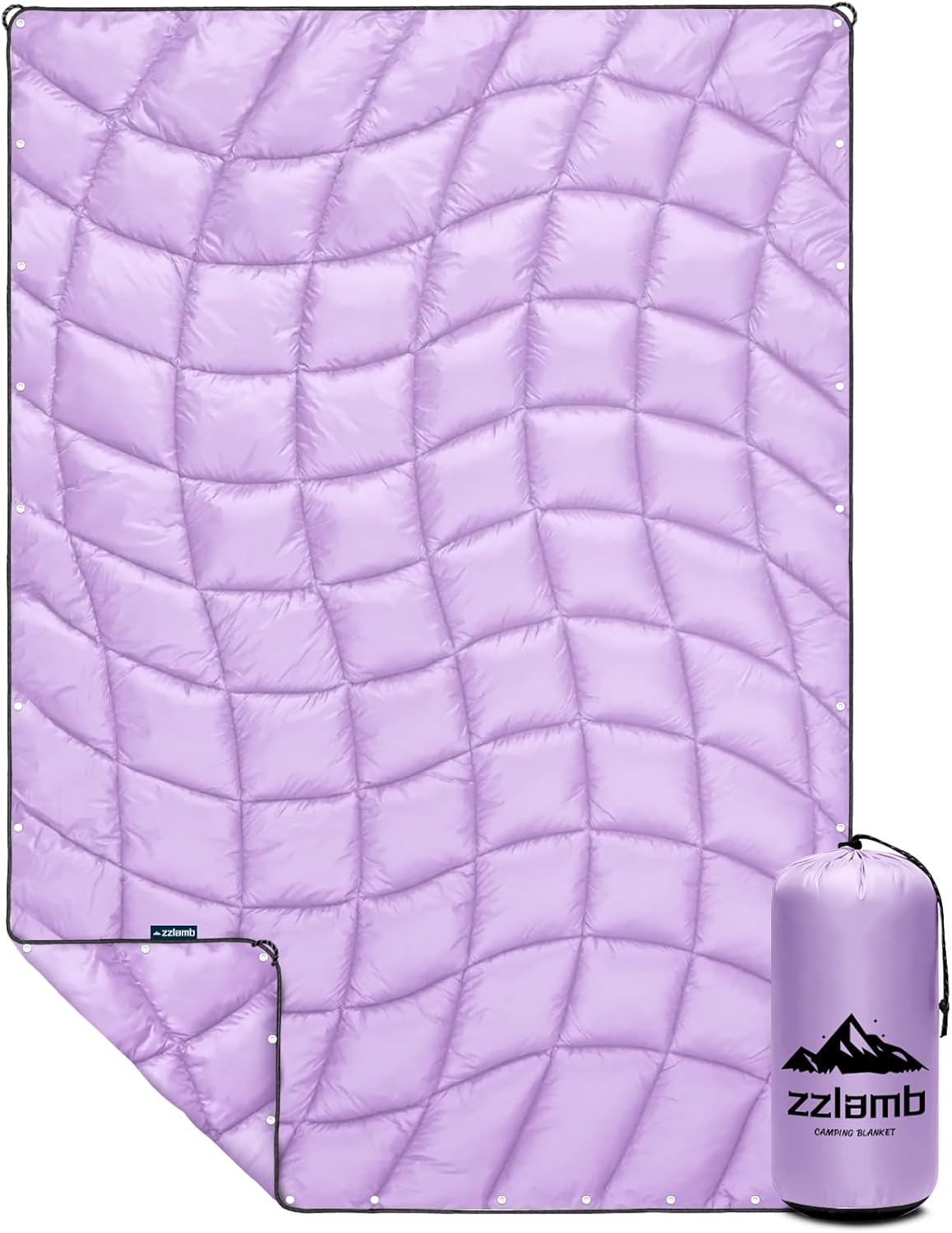 zzlamb Camping Blanket, Outdoor Lightweight Travel Blanket Puffy Portable Down Alternative, Windproof Warm Cloak with Snaps, Cozy Quilt Backpacking Picnic RV Plane Car Hammock Beach Climbing