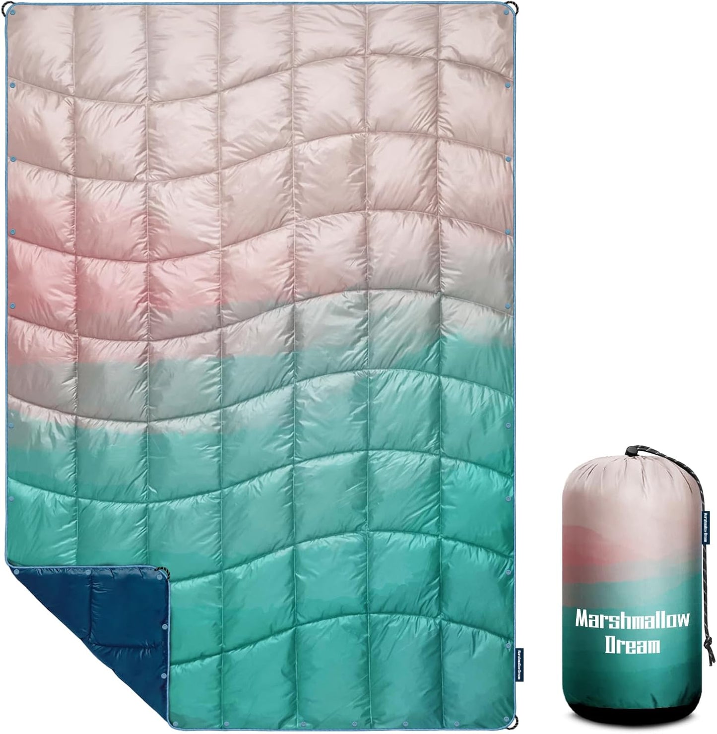 Camping Blanket, Puffy Down Alternative Blanket Lightweight Windproof for Outdoors,Hiking, Backpacking,Beach,Car,Picnic,Stadium