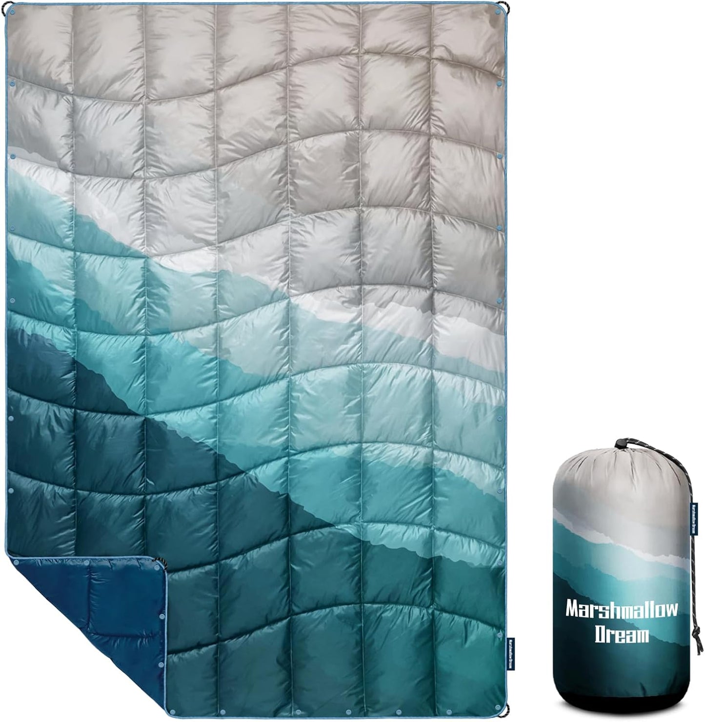 Camping Blanket, Puffy Down Alternative Blanket Lightweight Windproof for Outdoors,Hiking, Backpacking,Beach,Car,Picnic,Stadium