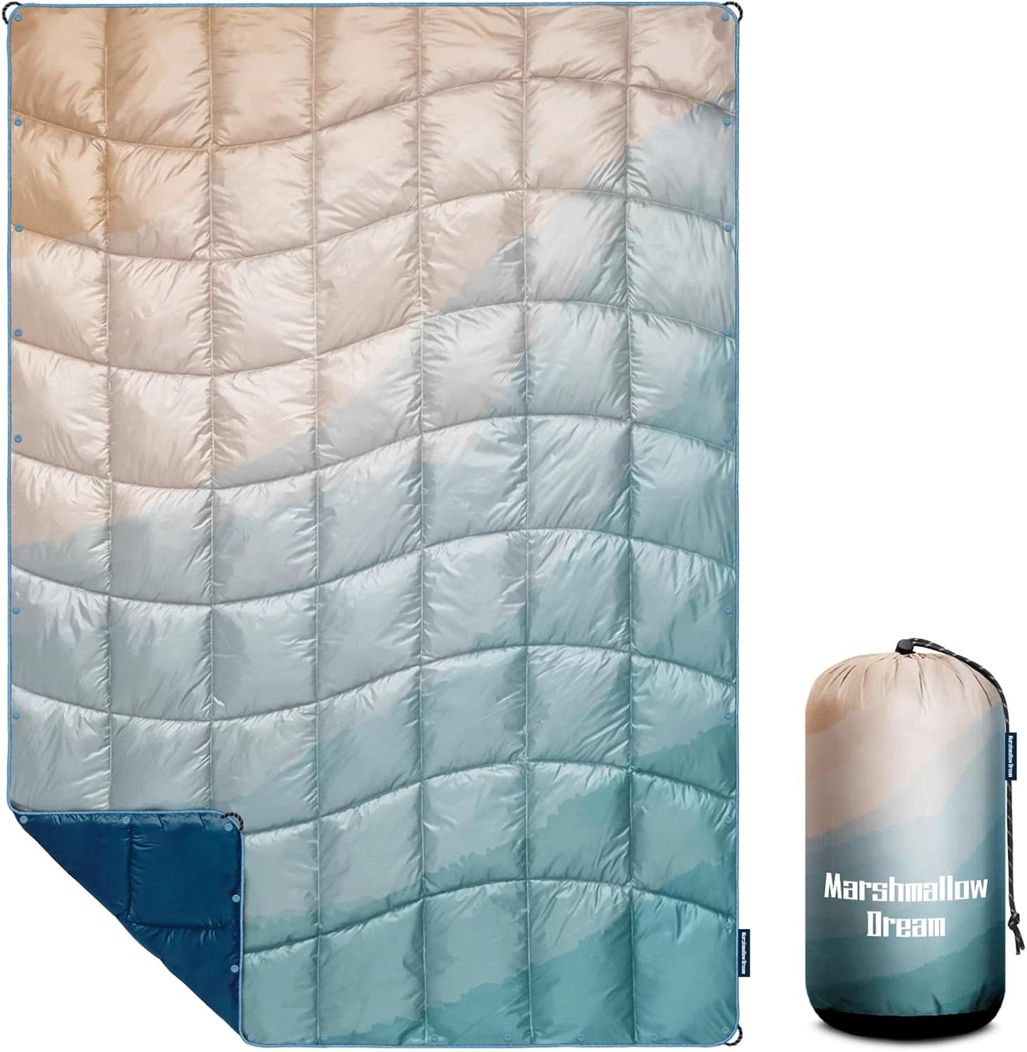 Camping Blanket, Puffy Down Alternative Blanket Lightweight Windproof for Outdoors,Hiking, Backpacking,Beach,Car,Picnic,Stadium