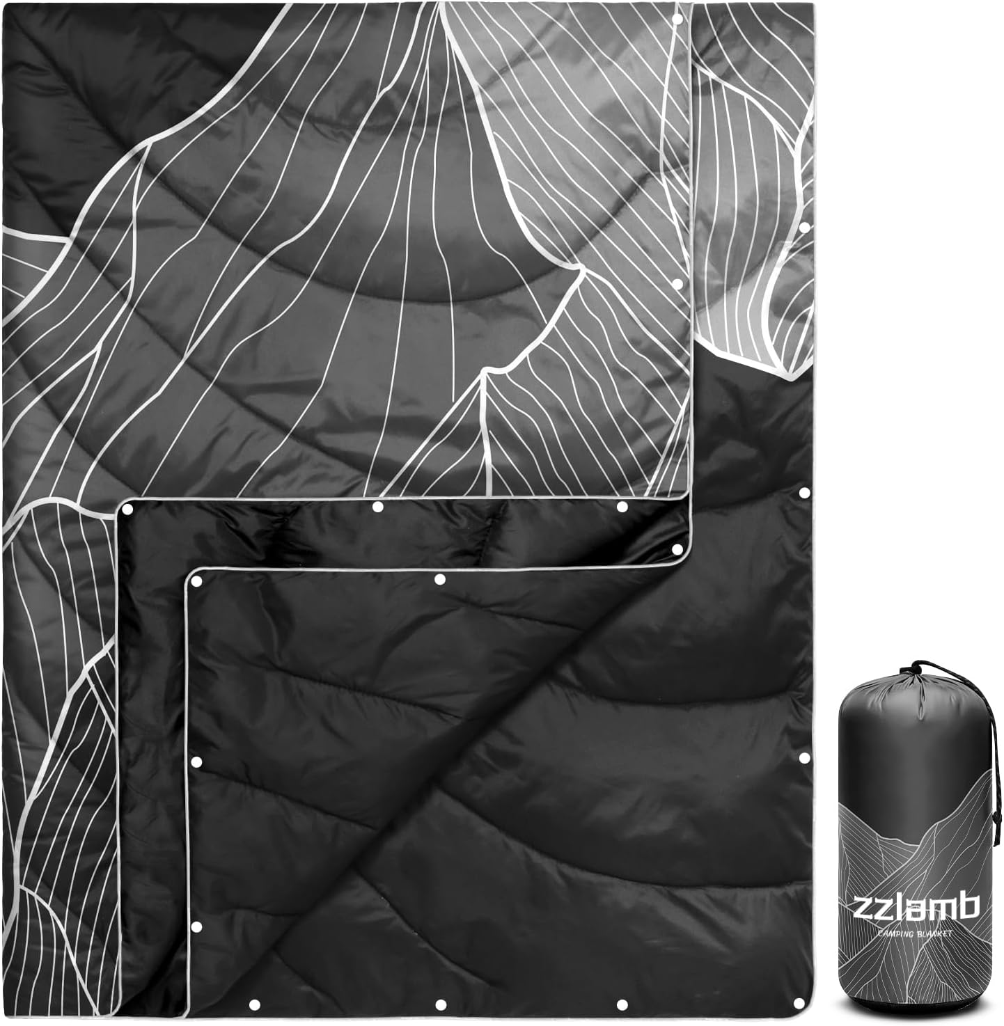 zzlamb Camping Blanket, Outdoor Lightweight Travel Blanket Puffy Portable Down Alternative, Windproof Warm Cloak with Snaps, Cozy Quilt Backpacking Picnic RV Plane Car Hammock Beach Climbing