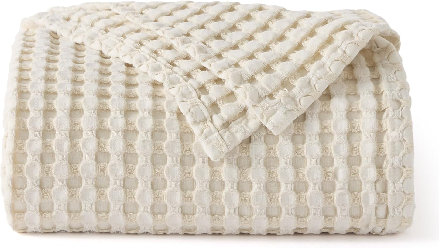 Bedsure Cooling Cotton Waffle King Size Blanket - Lightweight Breathable Summer Blanket of Rayon Derived from Bamboo for Hot Sleepers, Luxury Throws for Bed, Couch and Sofa, Taupe, 104x90 Inches